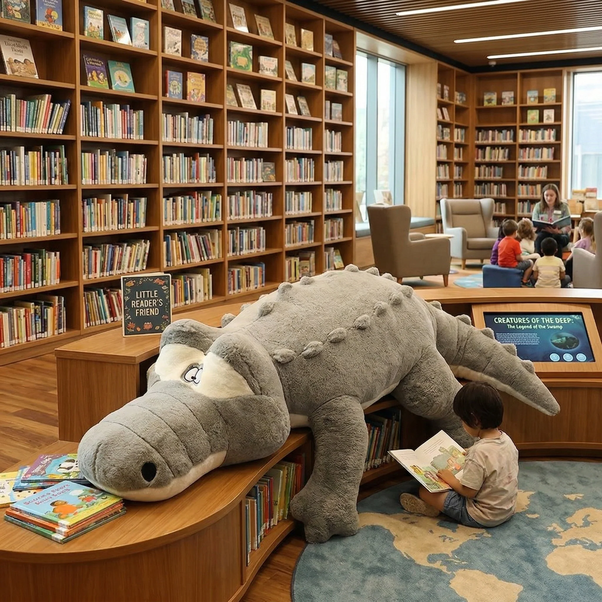 Jumbo Crocodile Stuffed Animal Pillow - Image 2