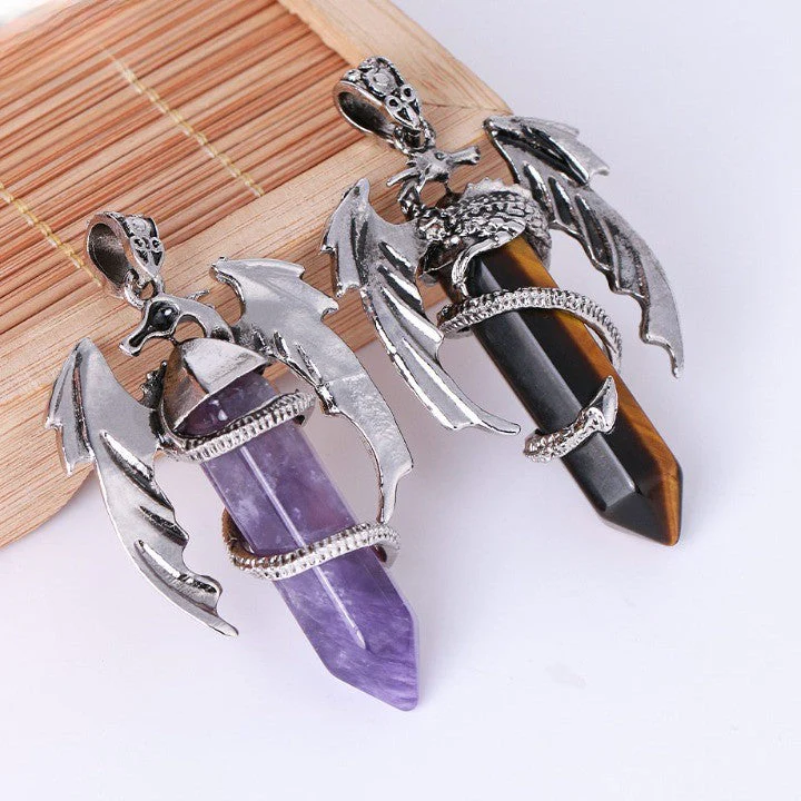 Bohemian Style Natural Mystic Gemstone Dragon Necklace - Image 3