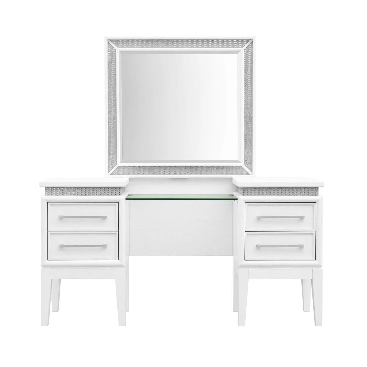 Reflections - Vanity Desk - Pearl White & Rhinestone - Image 2