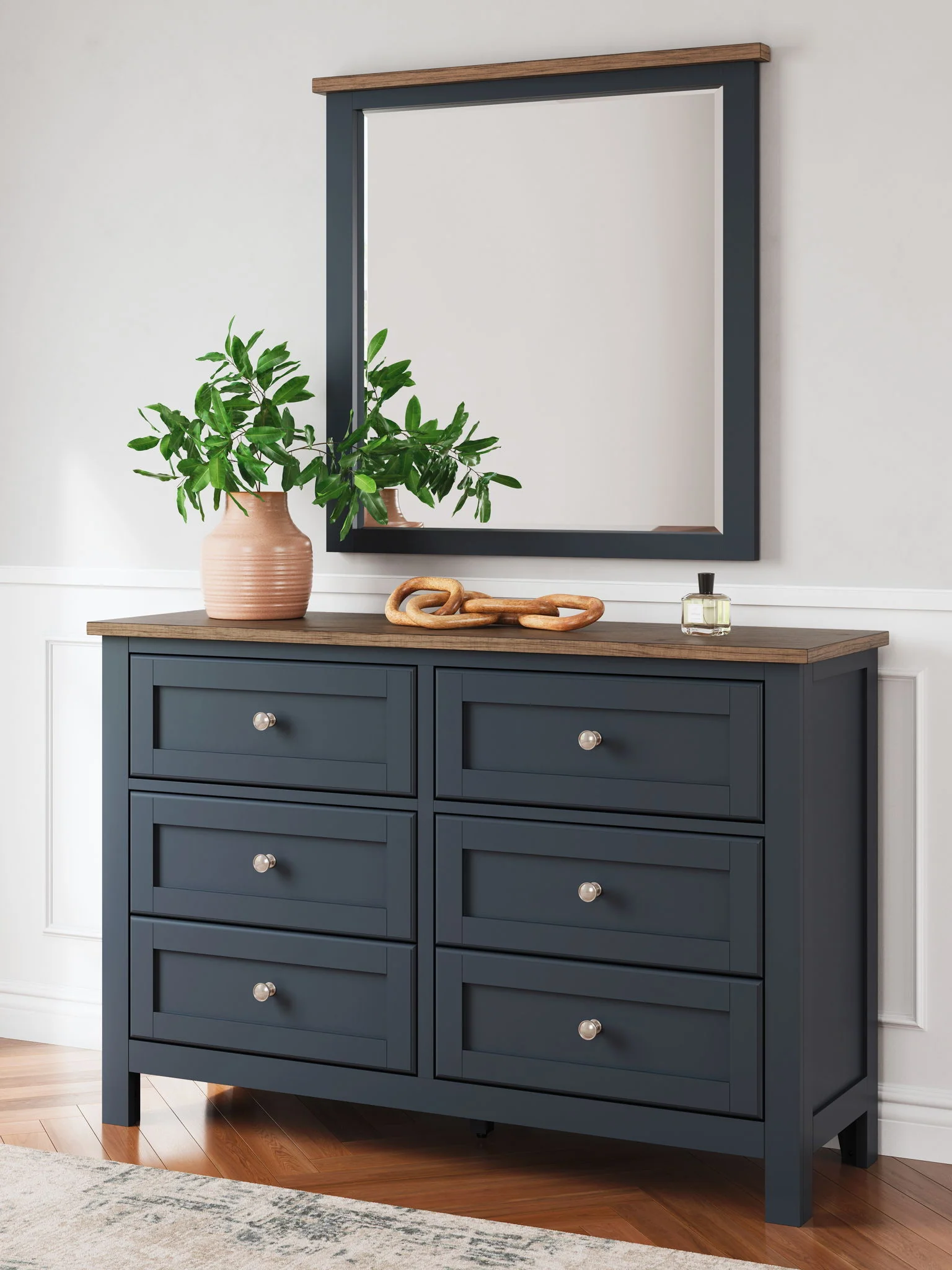 Landocken - Dresser and Mirror - Brown / Blue - Image 2