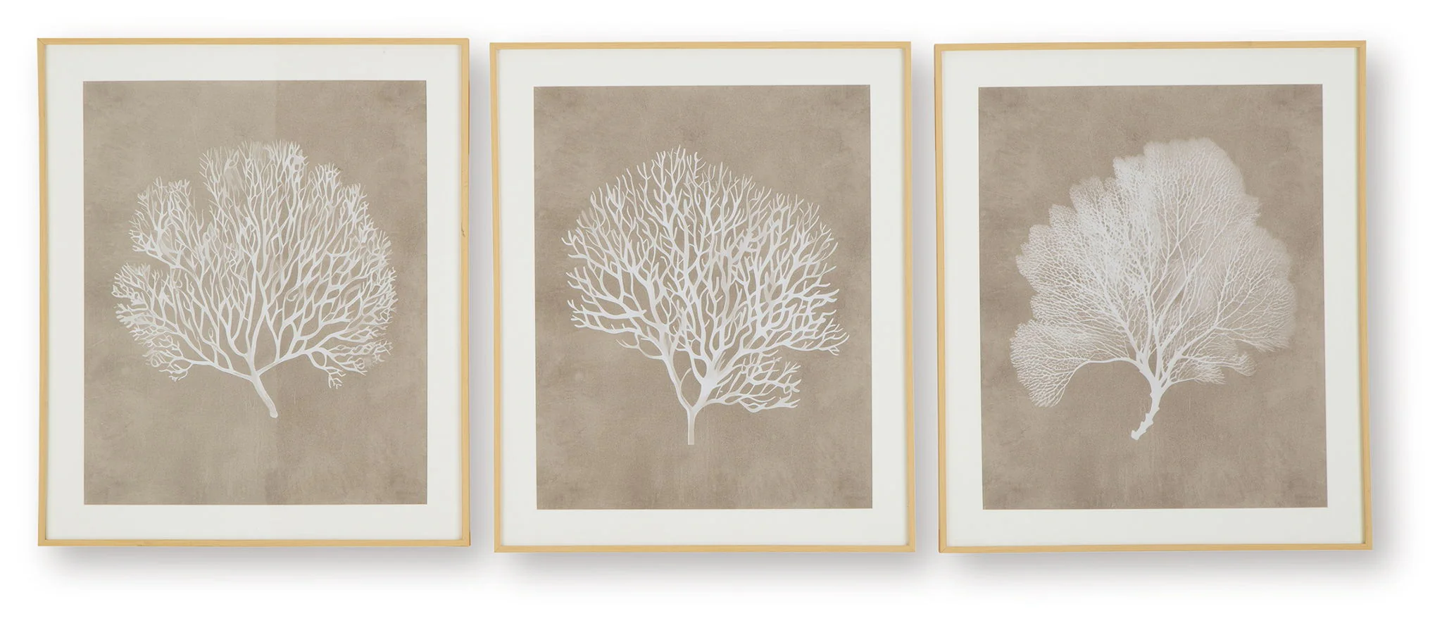 Hendridge - Wall Art Set (Set of 3) - Taupe / White - Image 1