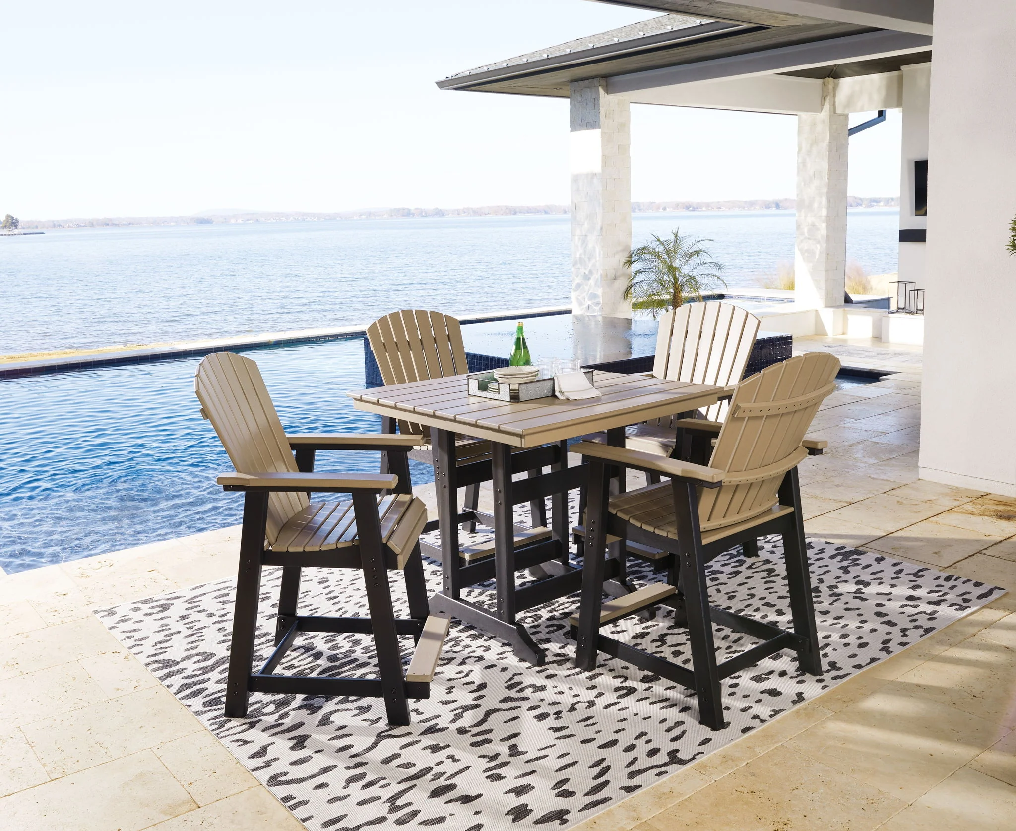 Fairen Trail - 5 Pc. - Counter Dining Set - Black / Driftwood - Image 1