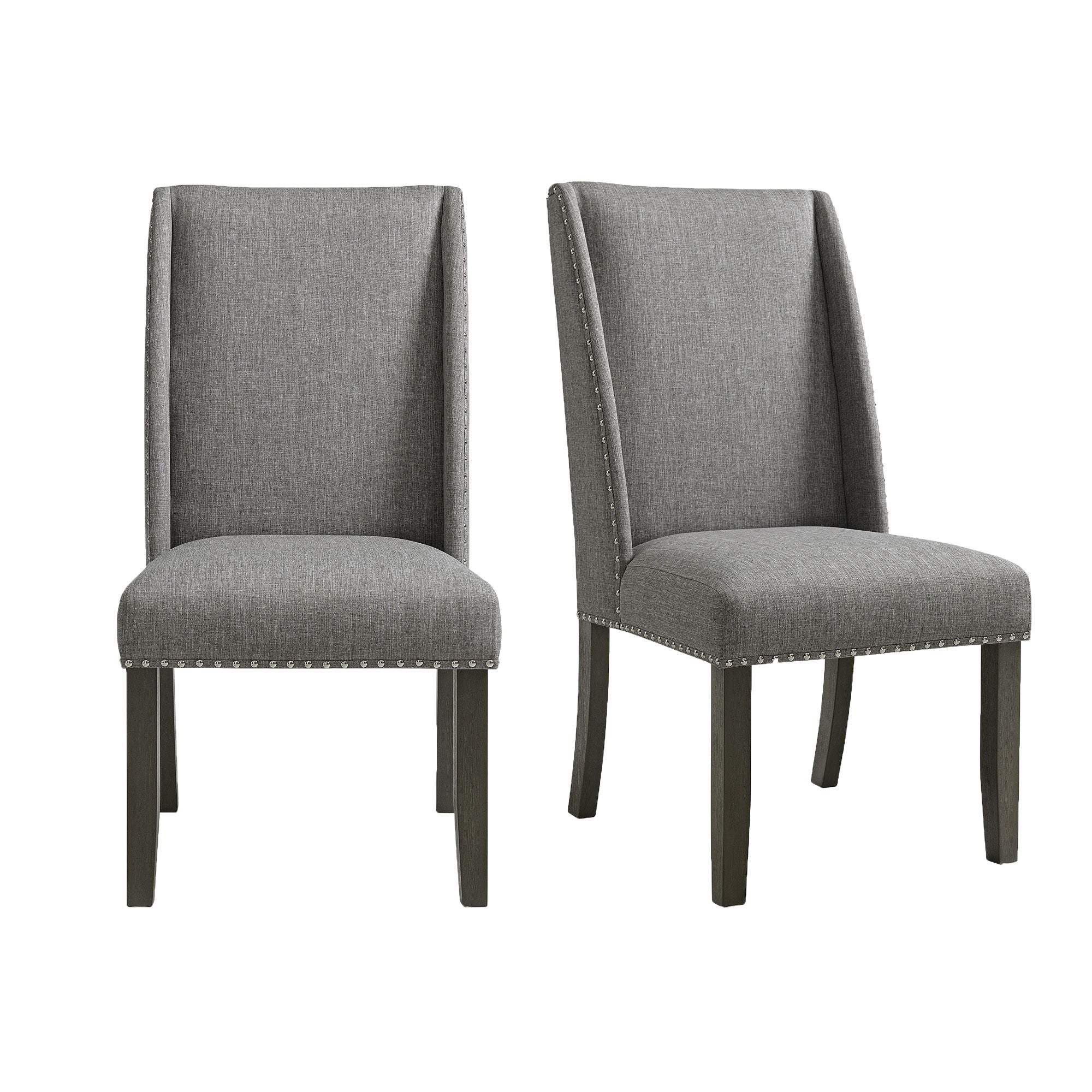 Everdeen - Side Chair With Gray Fabric and Nail Heads (Set of 2) - Charcoal - Image 1