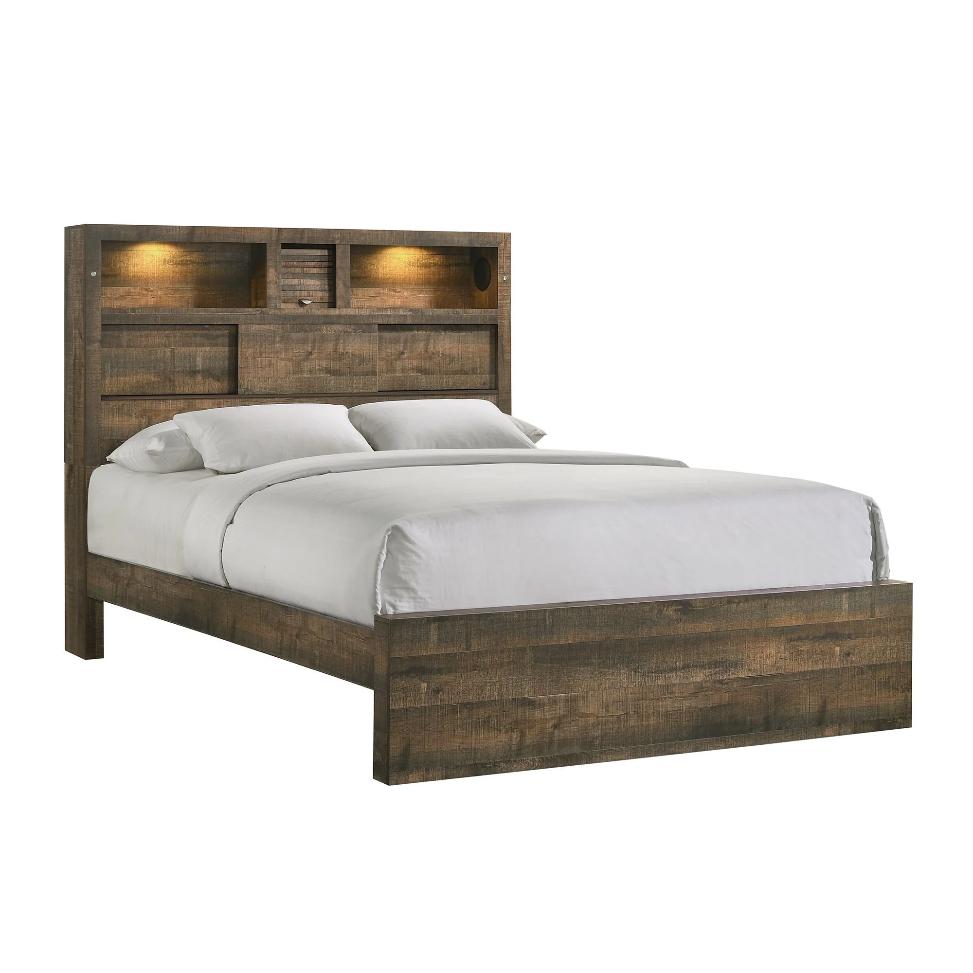 Bailey – Bookcase Panel Bed With Bluetooth