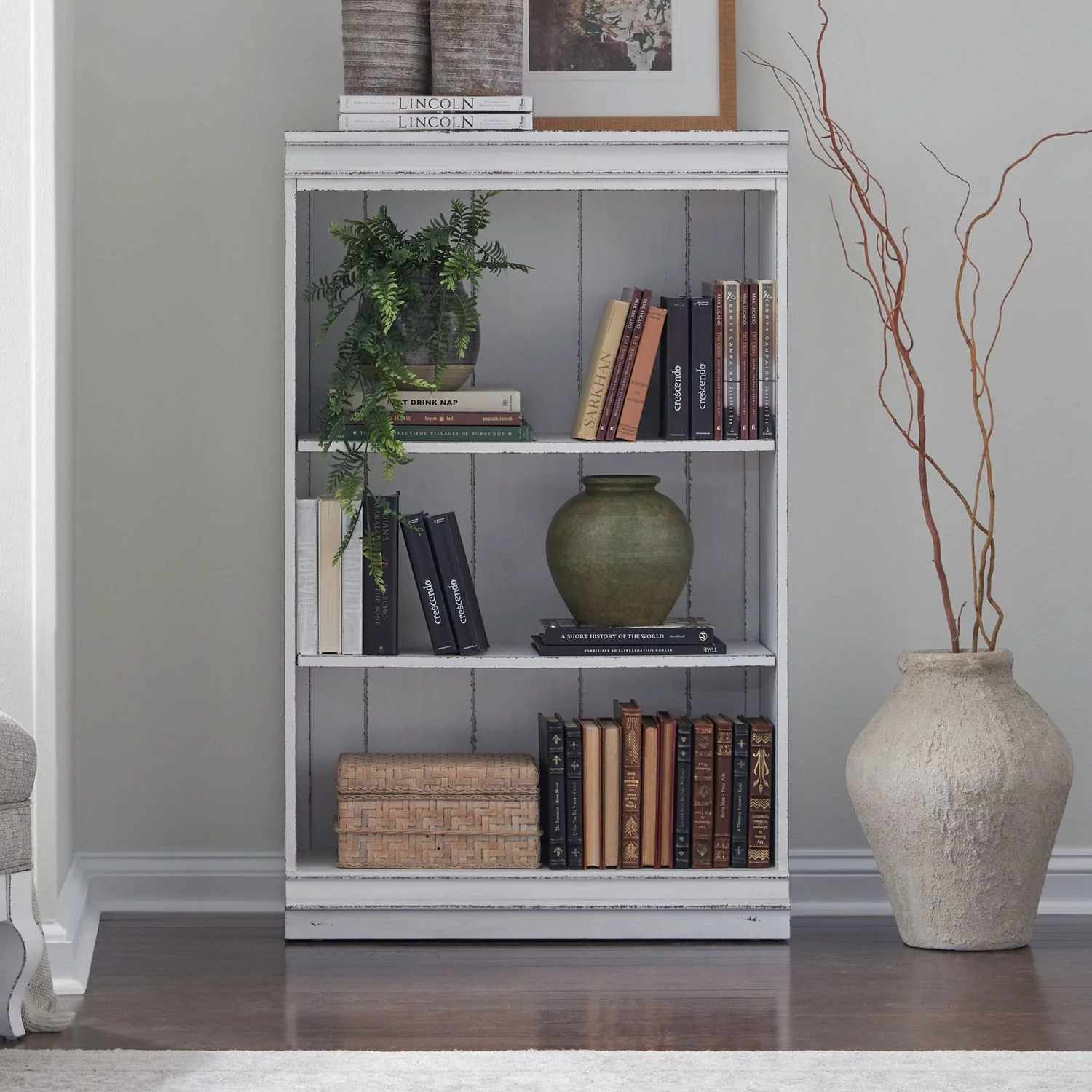 Magnolia Manor - 48" Bookcase - Antique White - Image 1
