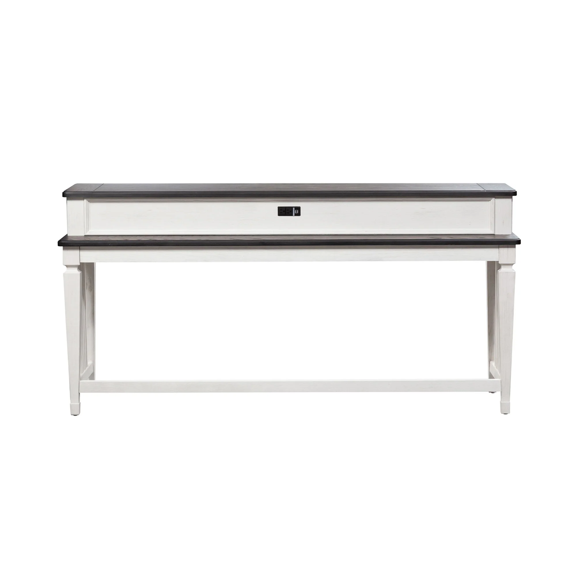 Allyson Park - Console Bar Table - Wirebrushed White / Charcoal - Image 2