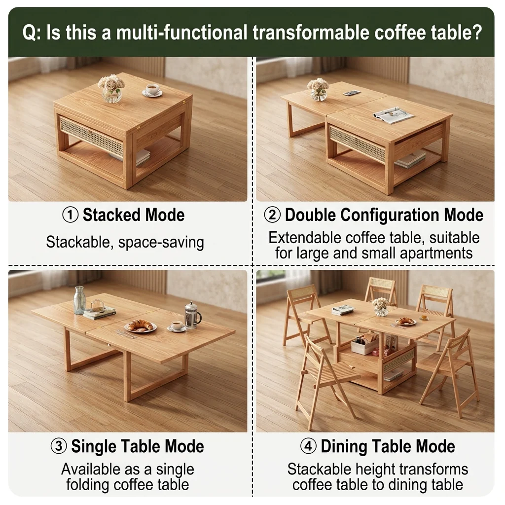 Zen Frame Modular Design Wood Tea Table - Image 3
