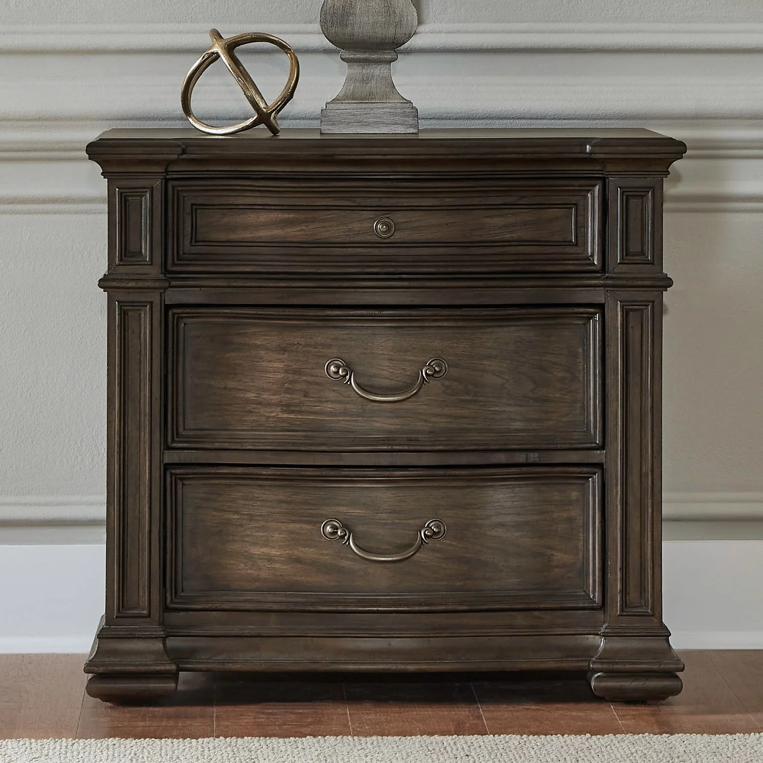 Providence Park – Bedside Chest With Charging Station – Chateau Brown
