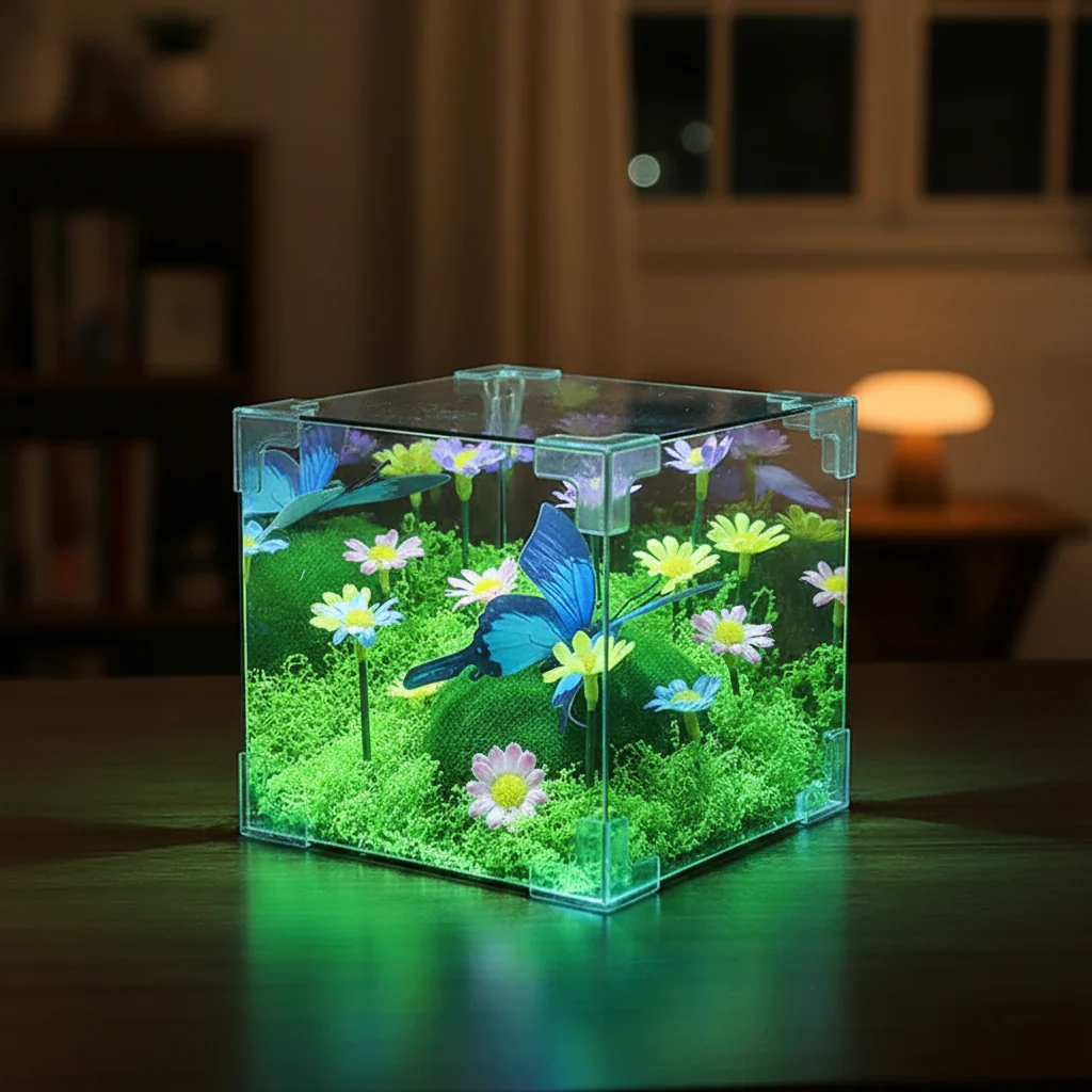 LED Butterfly Garden Cube Night Light Decor - Image 2