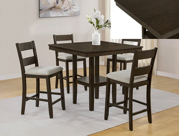 Lester 5-PC Counter Table Set - Brown - Image 1