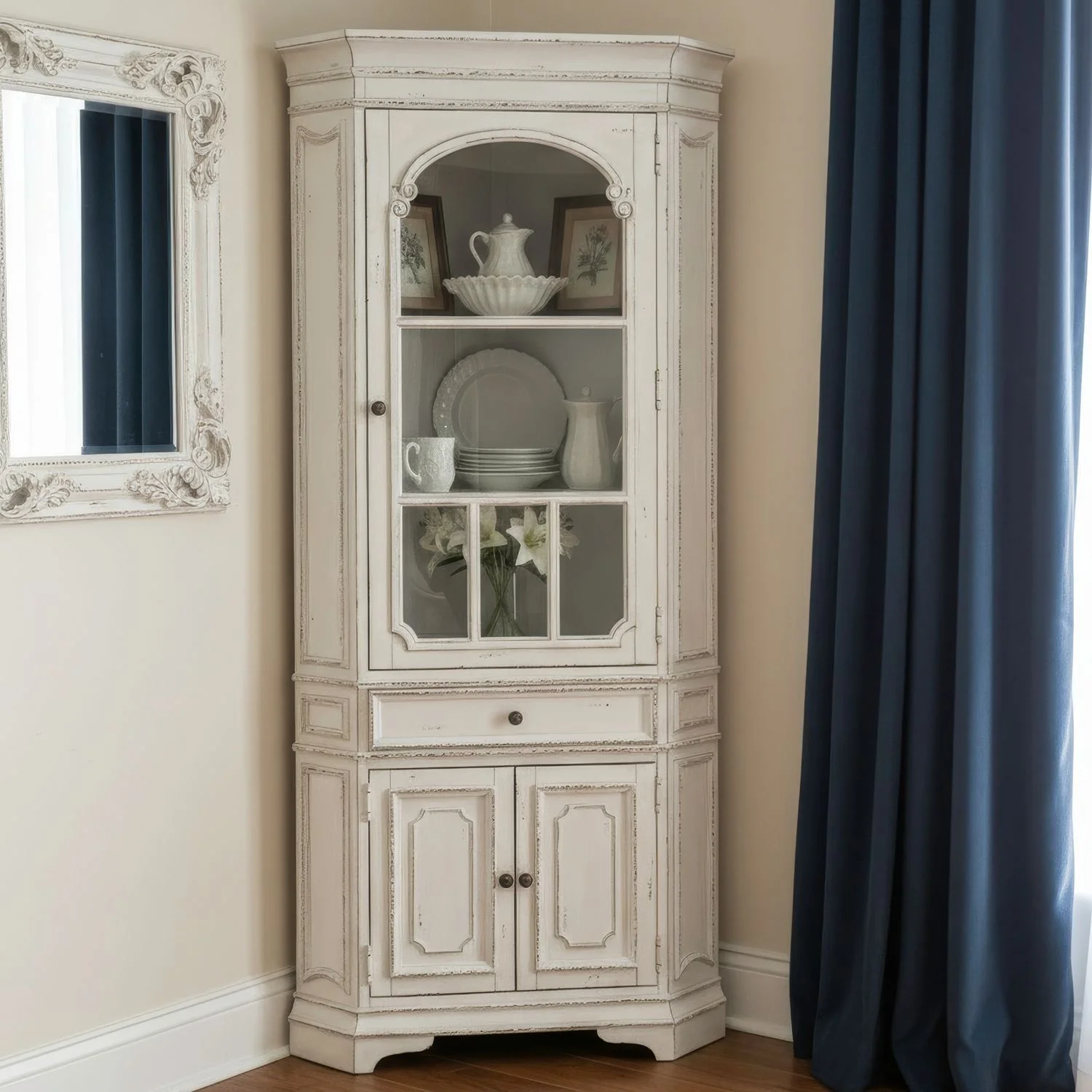 Magnolia Manor – Corner Cabinet – Antique White