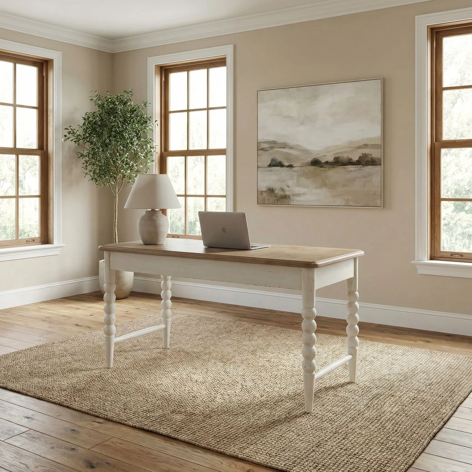 Turnberry Park – Writing Desk – Washed White & Toasted Oat