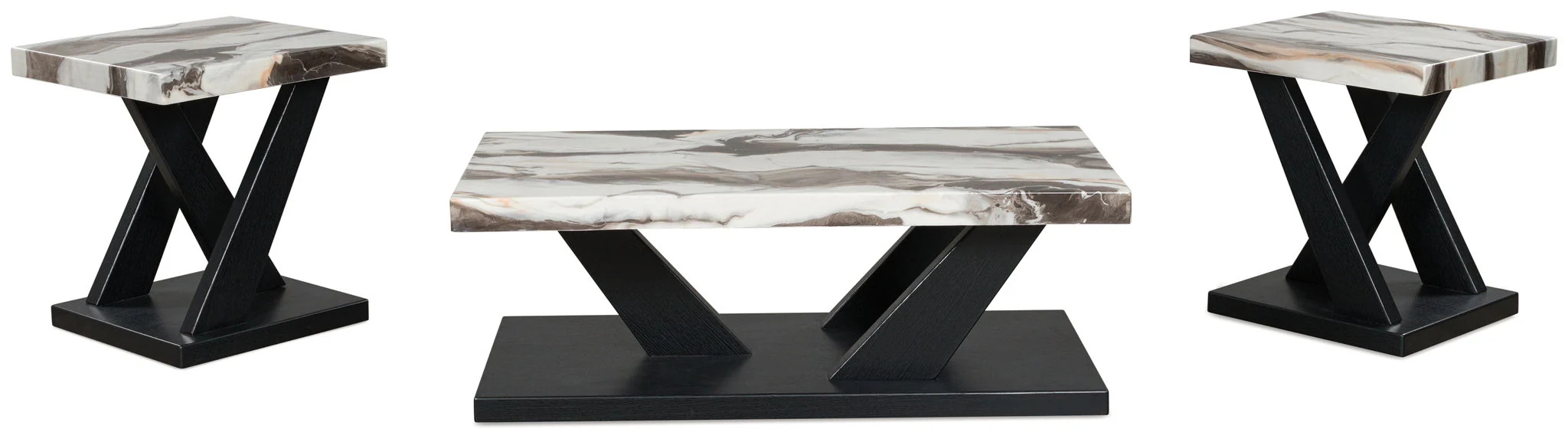 Cendill - Occasional Table Set (Set of 3) - Dark Brown / White / Black - Image 2