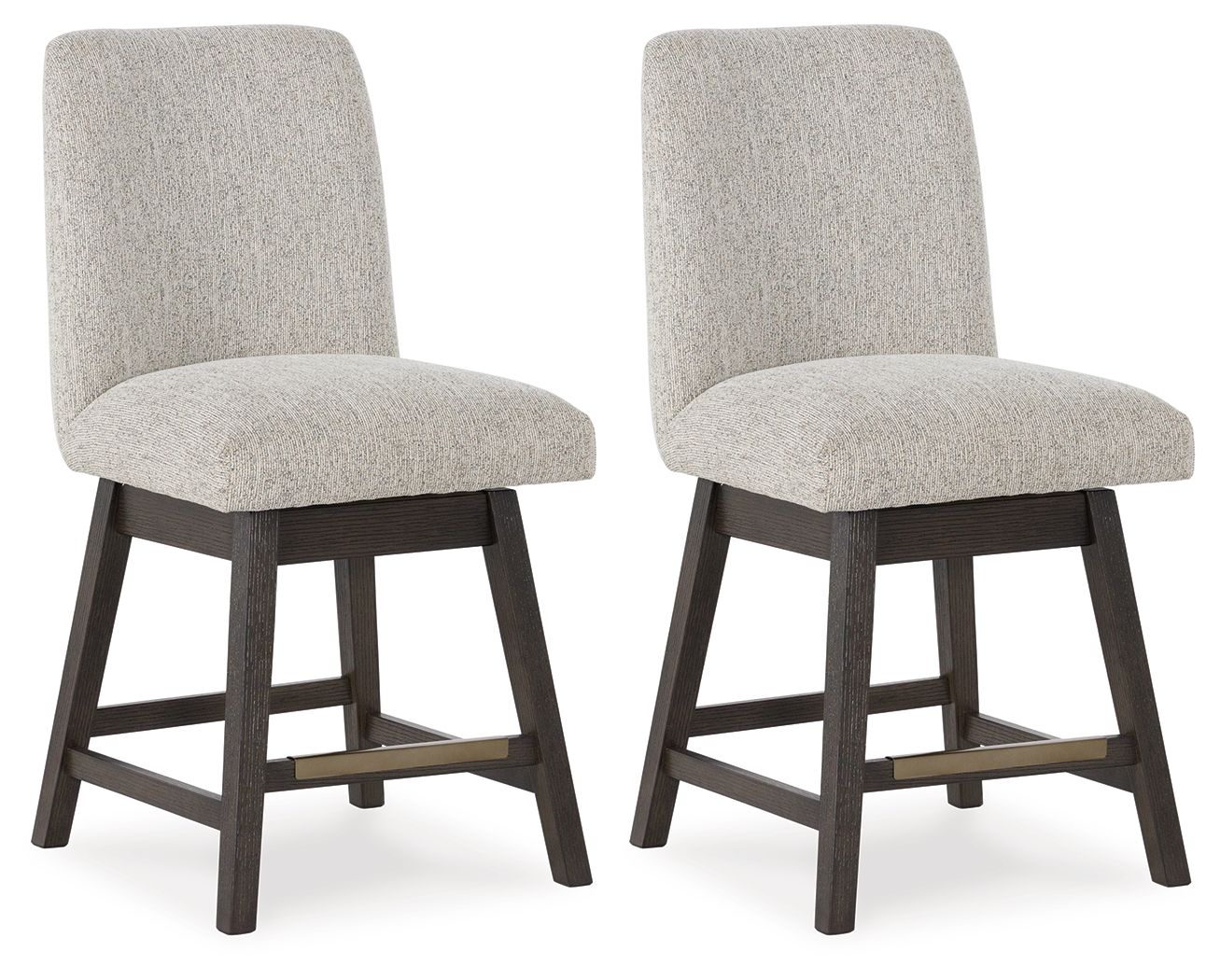 Burkhaus – Upholstered Swivel Barstool (Set of 2) – Beige / Dark Brown