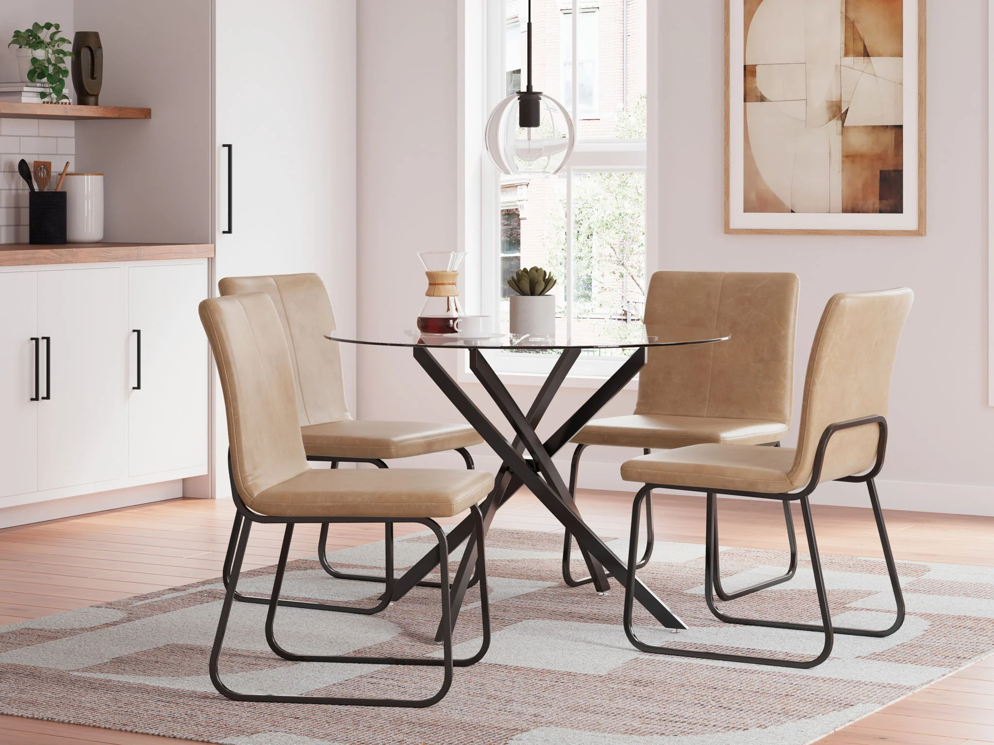 Pharwynn - 5 Pc. - Dining Room Table, 4 Side Chair - Black - Image 1