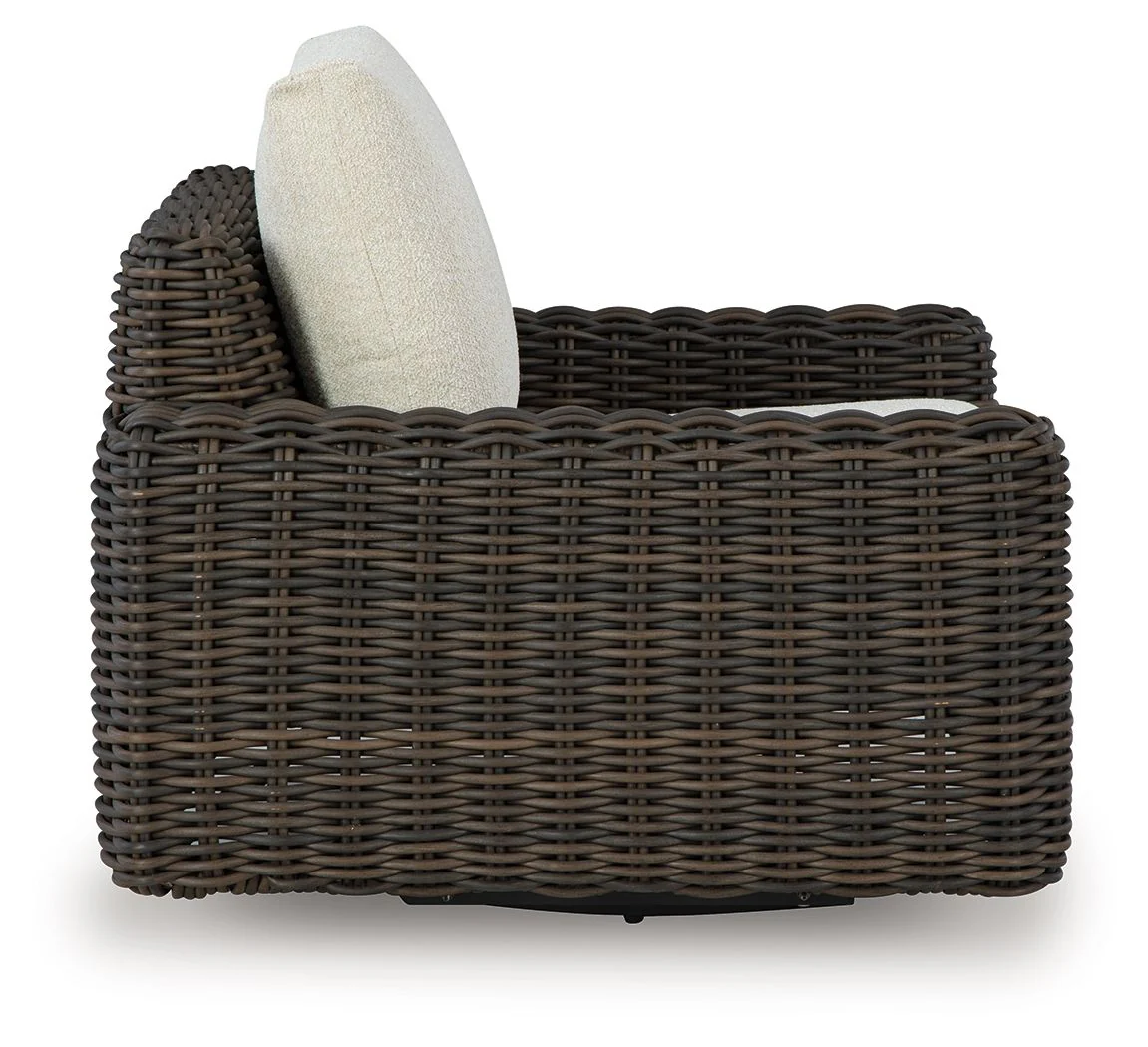 Kimora - Swivel Glider Lounge With Cushion - Beige / Dark Brown - Image 2