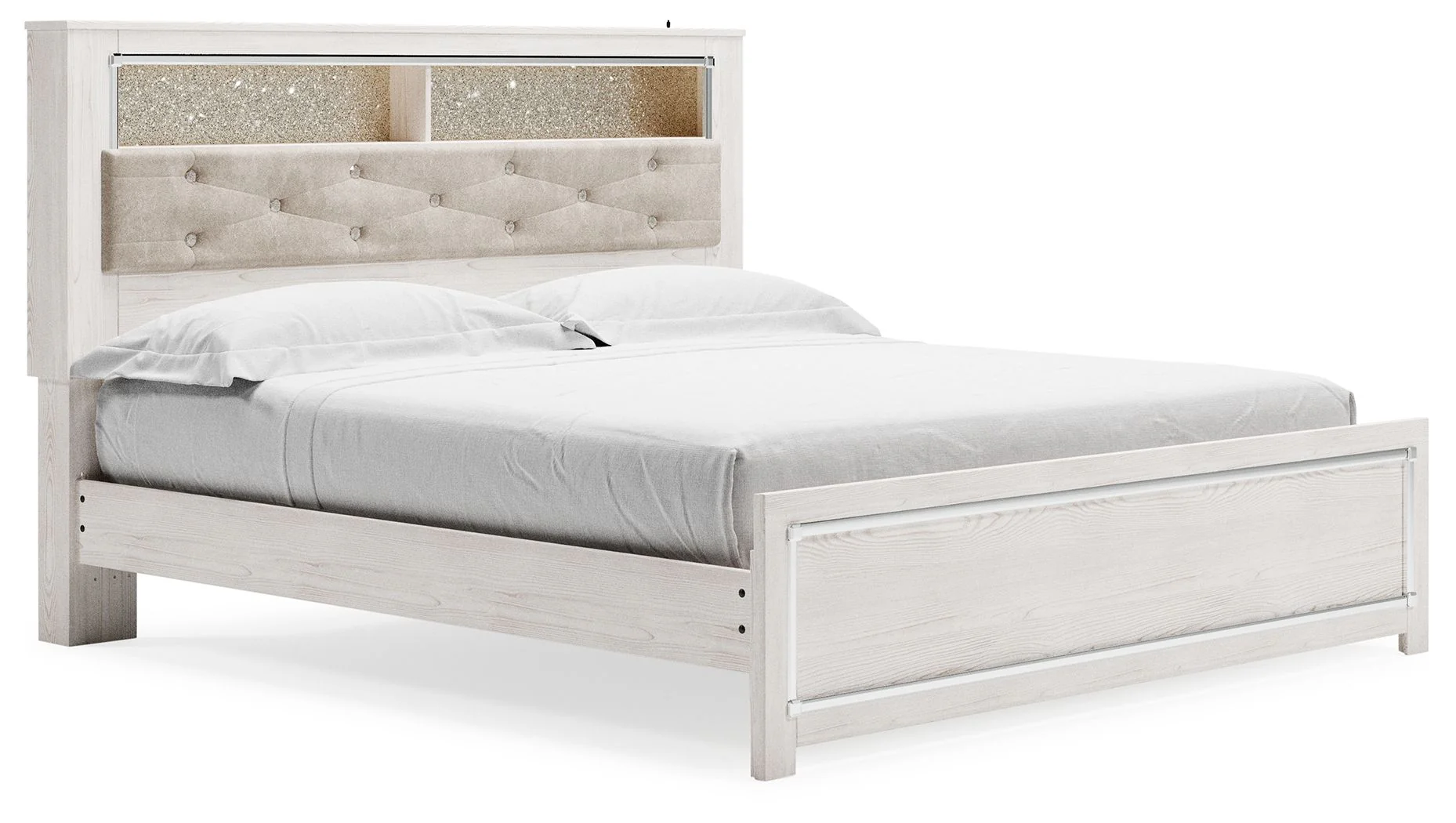 Altyra – King Bookcase Panel Bed – White