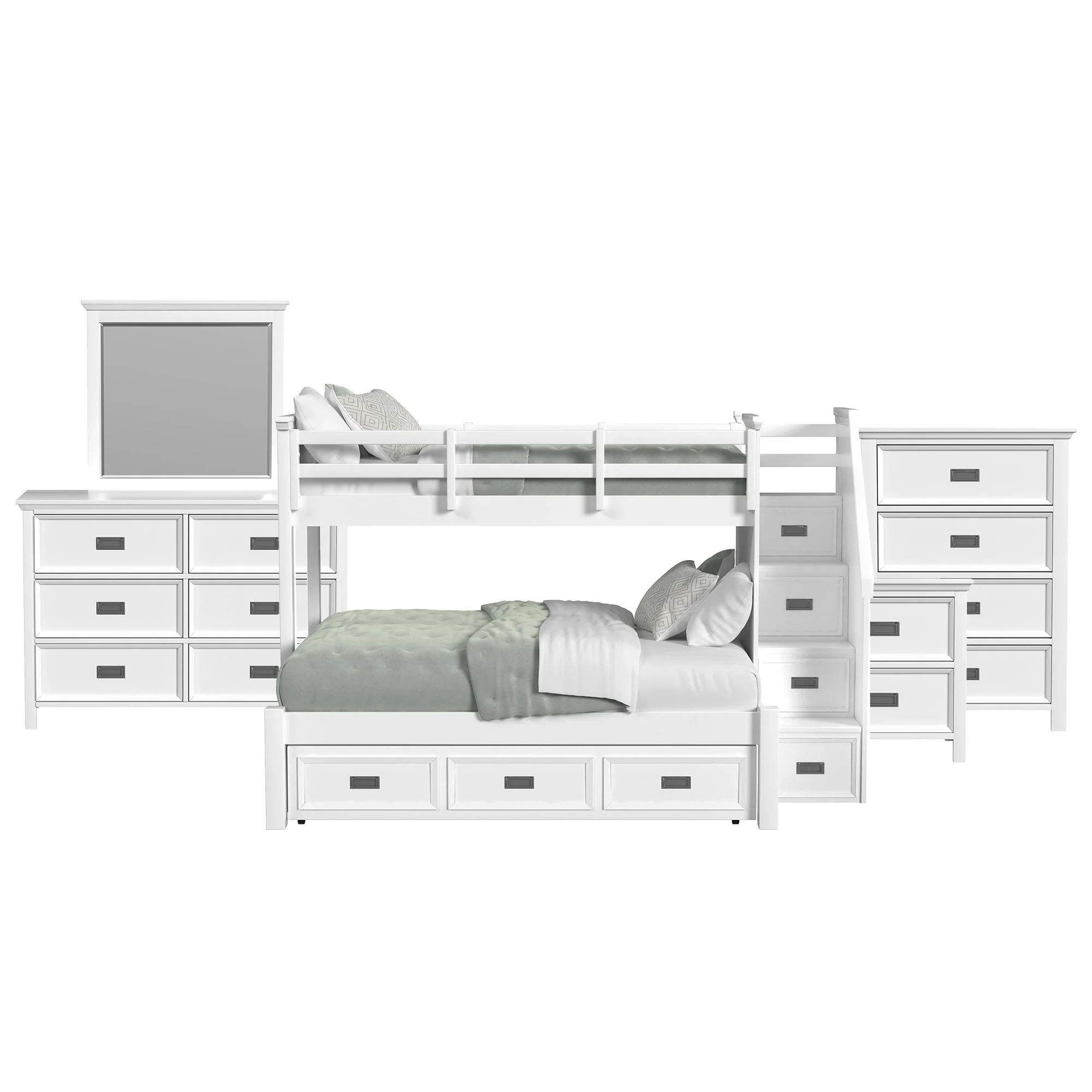 Hampton Kids - Bunk With Staircase And Trundle Bedroom Set - Image 3