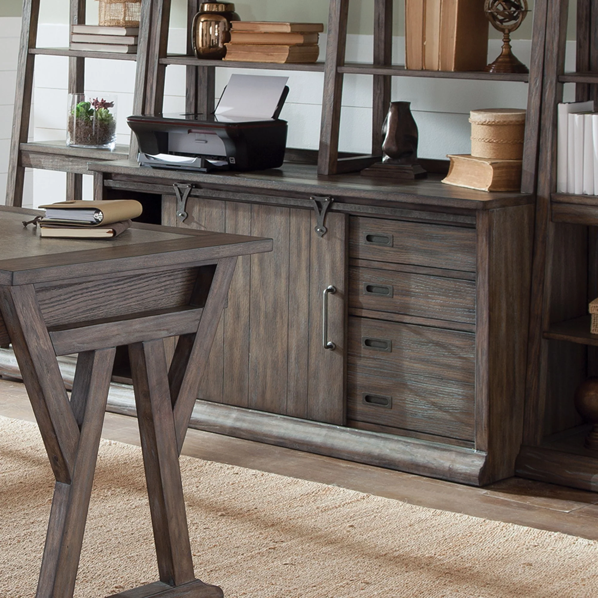 Stone Brook - Computer Credenza - Rustic Saddle - Image 3