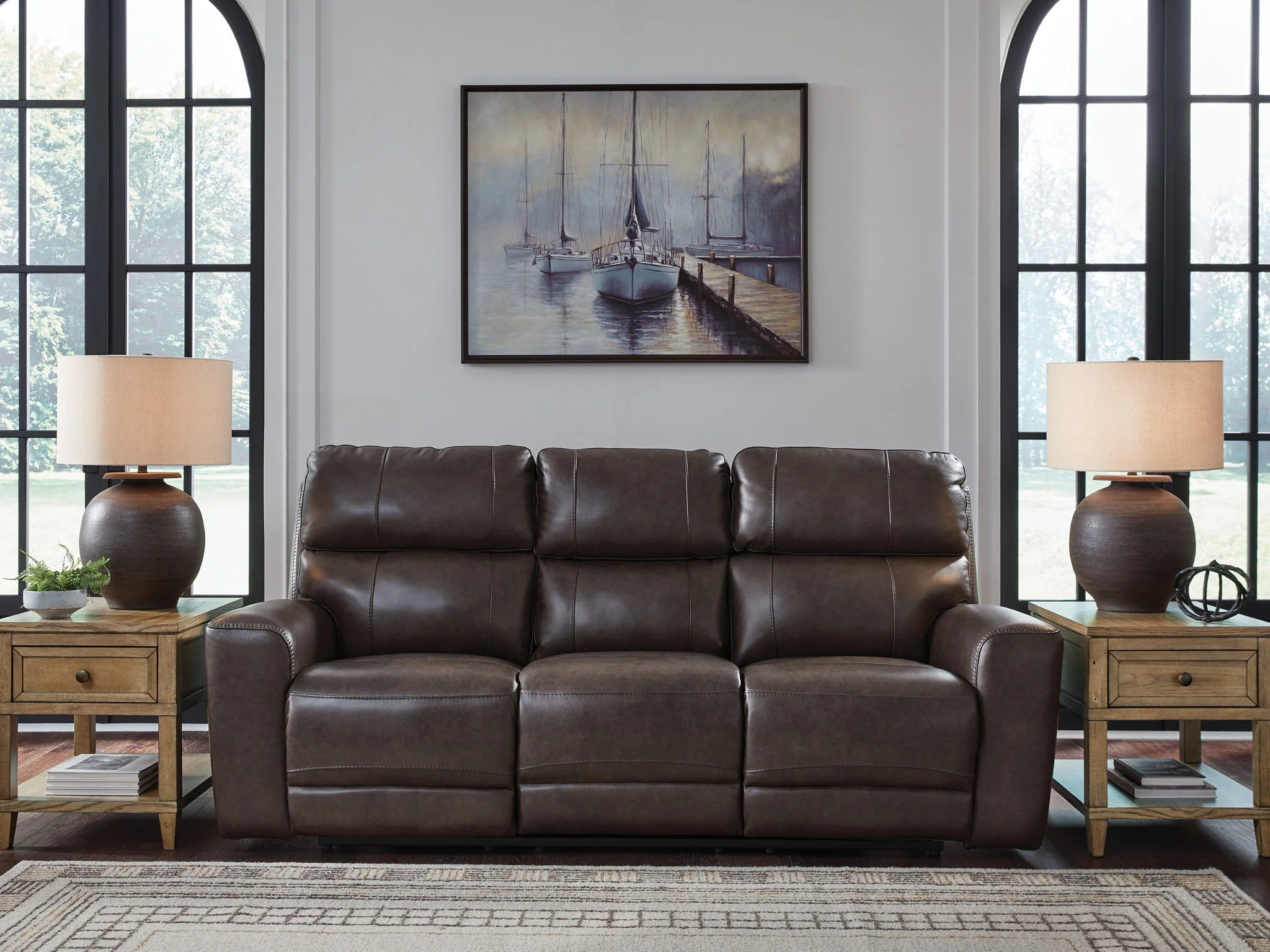Crossplex - Power Reclining Sofa With Adjustable Headrest - Smoke - Image 3