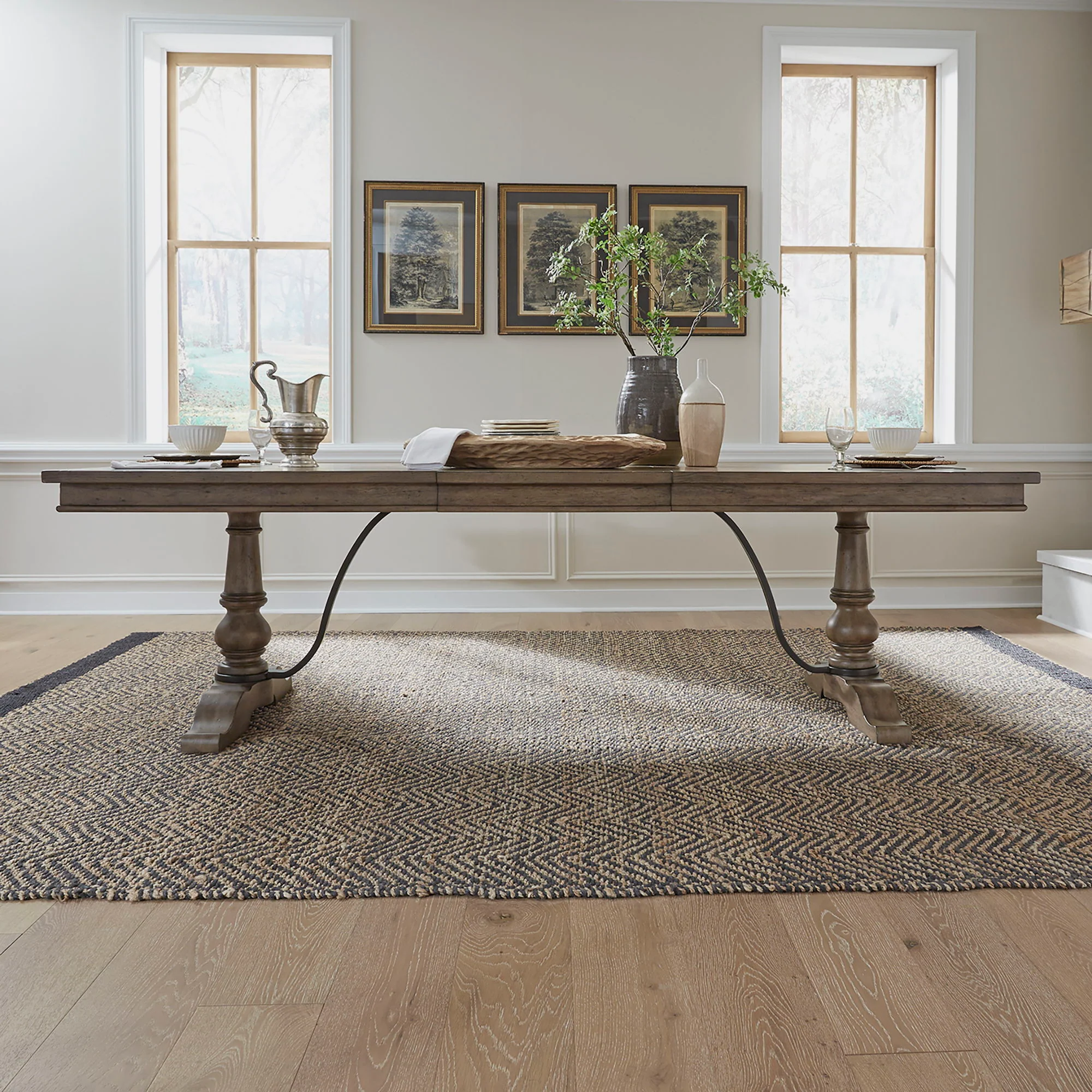 Americana Farmhouse - Trestle Table - Dusty Taupe - Image 1
