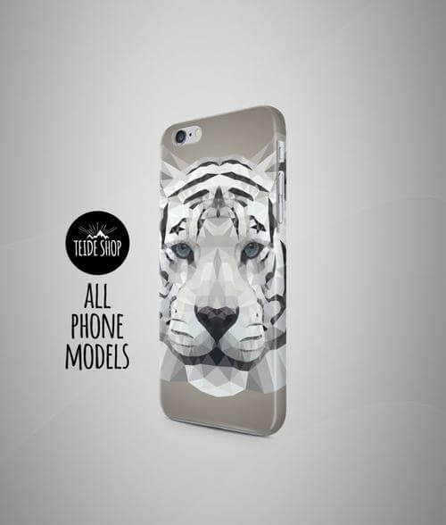 Geometric White Tiger iPhone 8 Plus Case iPhone 8 - Image 2