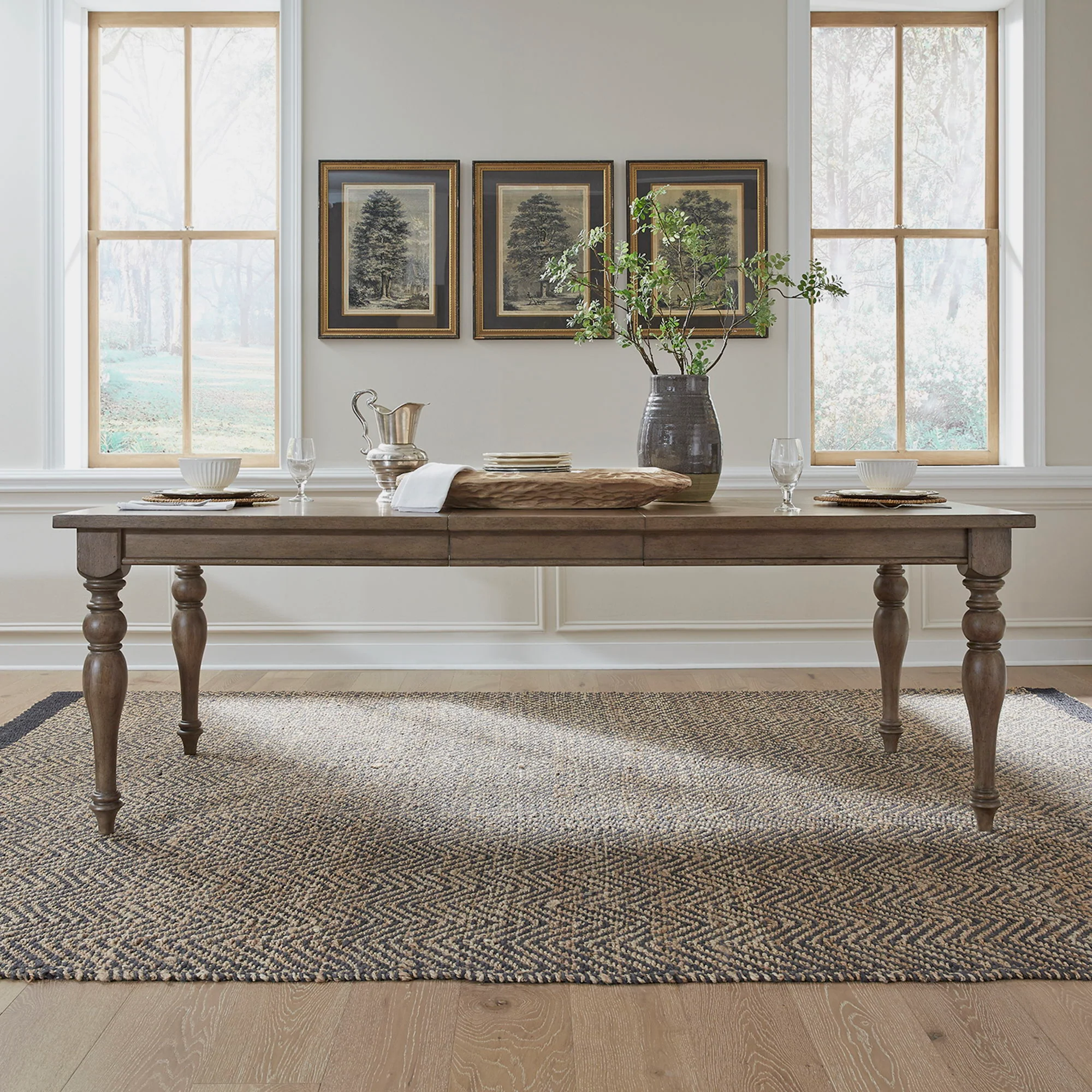 Americana Farmhouse - Wood Rectangular Leg Table - Dusty Taupe - Image 1