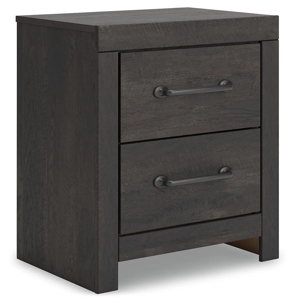 Hollivern – Two Drawer Night Stand – Dark Gray