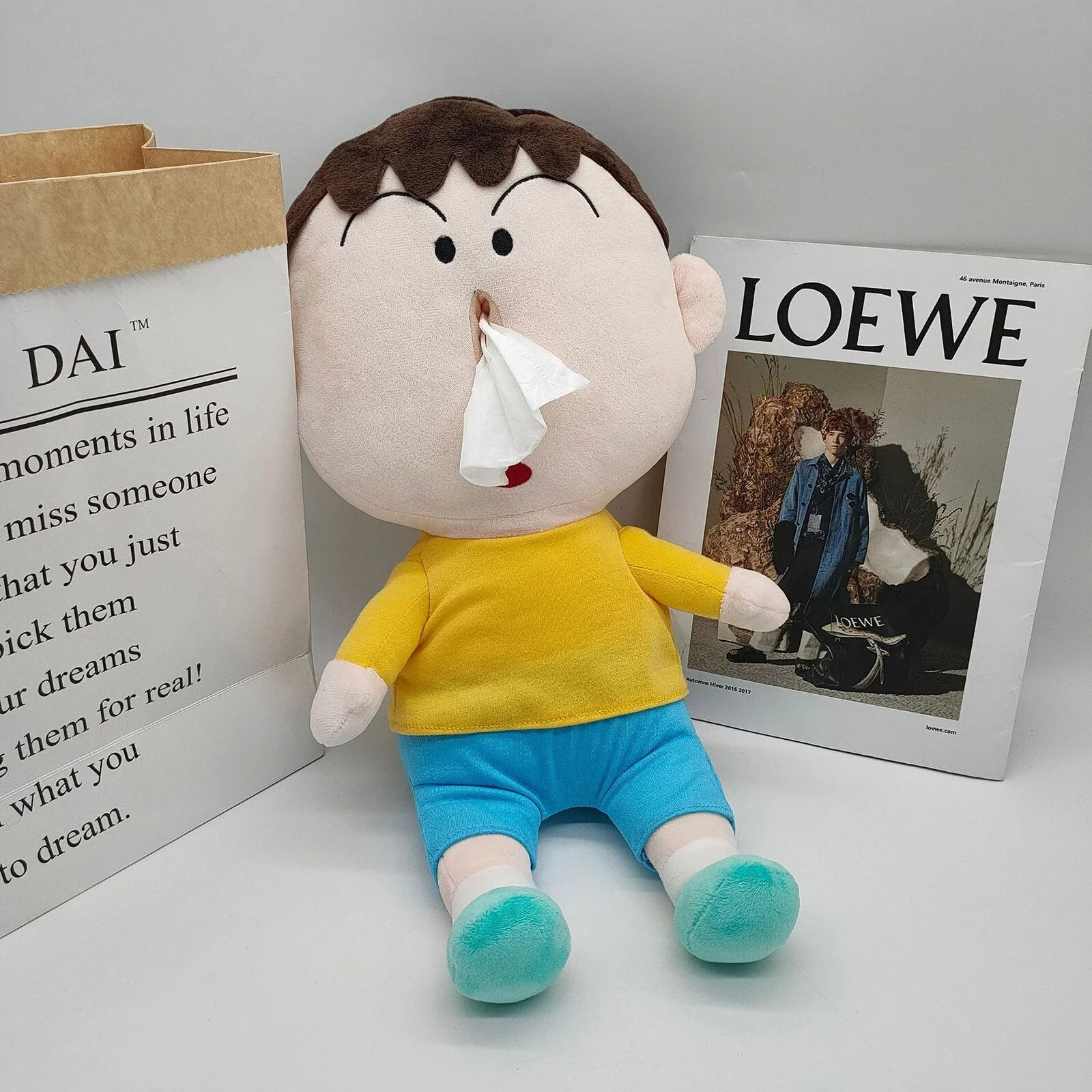 Mini Human Plush Toy Tissue Box - Image 1