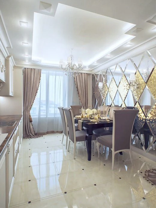 Customized Luxury Beveled Glass Mirror for entrance foyer wall - Image 2