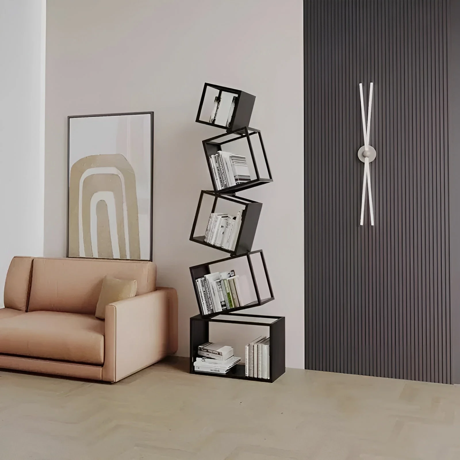 Irregular Art Iron Corner Display Bookshelf - Image 2