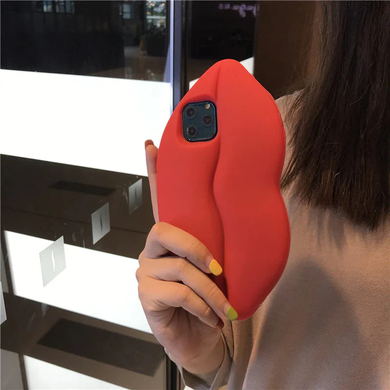 3D Big Red Lip Mouth Kiss Soft Silicone Shoulder Iphone Cases - Image 3
