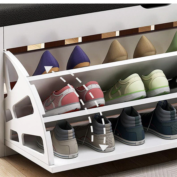 Nordic Wooden Space Saving Shoe Rack Stool - Image 3
