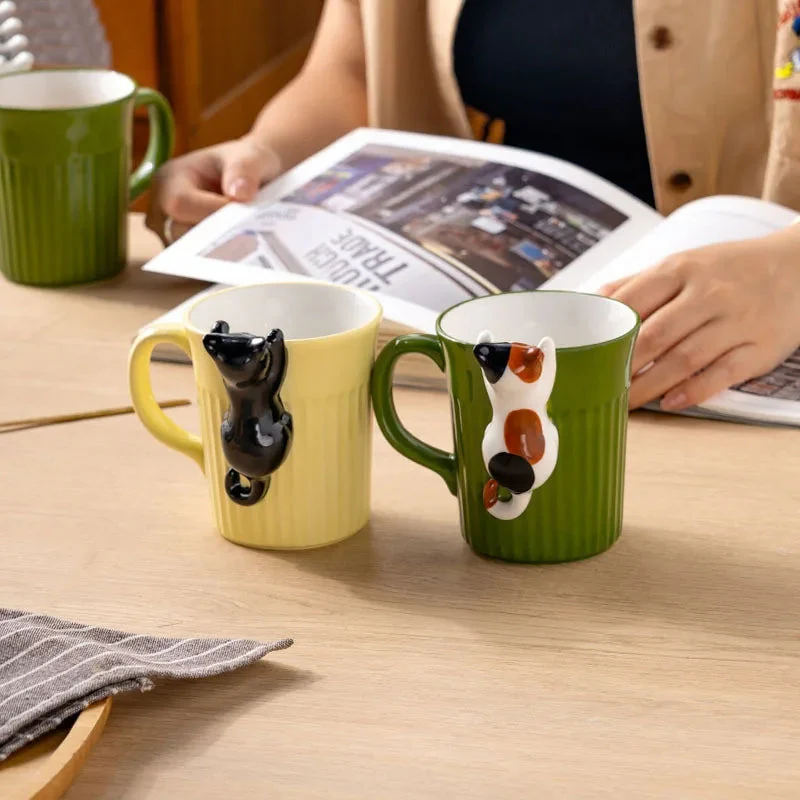 Cute Climbing Cat Ceramic Mug - Image 2