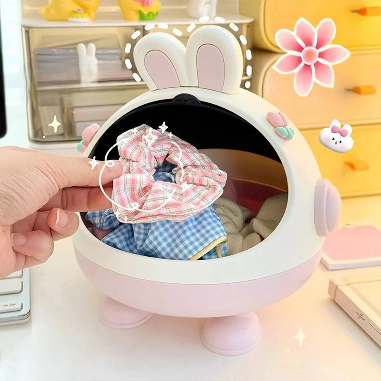 Mini Rabbit Desktop Storage Trash Bin - Image 2