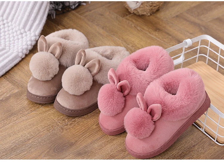 Rabbit Ear Fluffy Indoor Slippers - Image 3