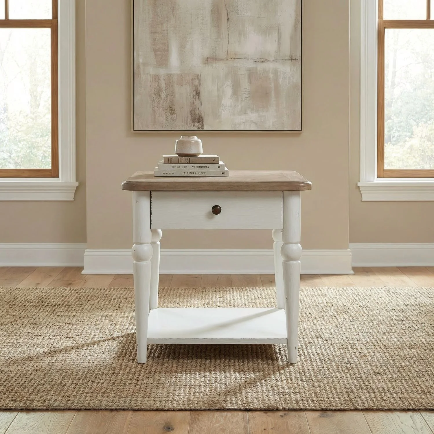 Turnberry Park - Rectangular End Table - Washed White - Image 1