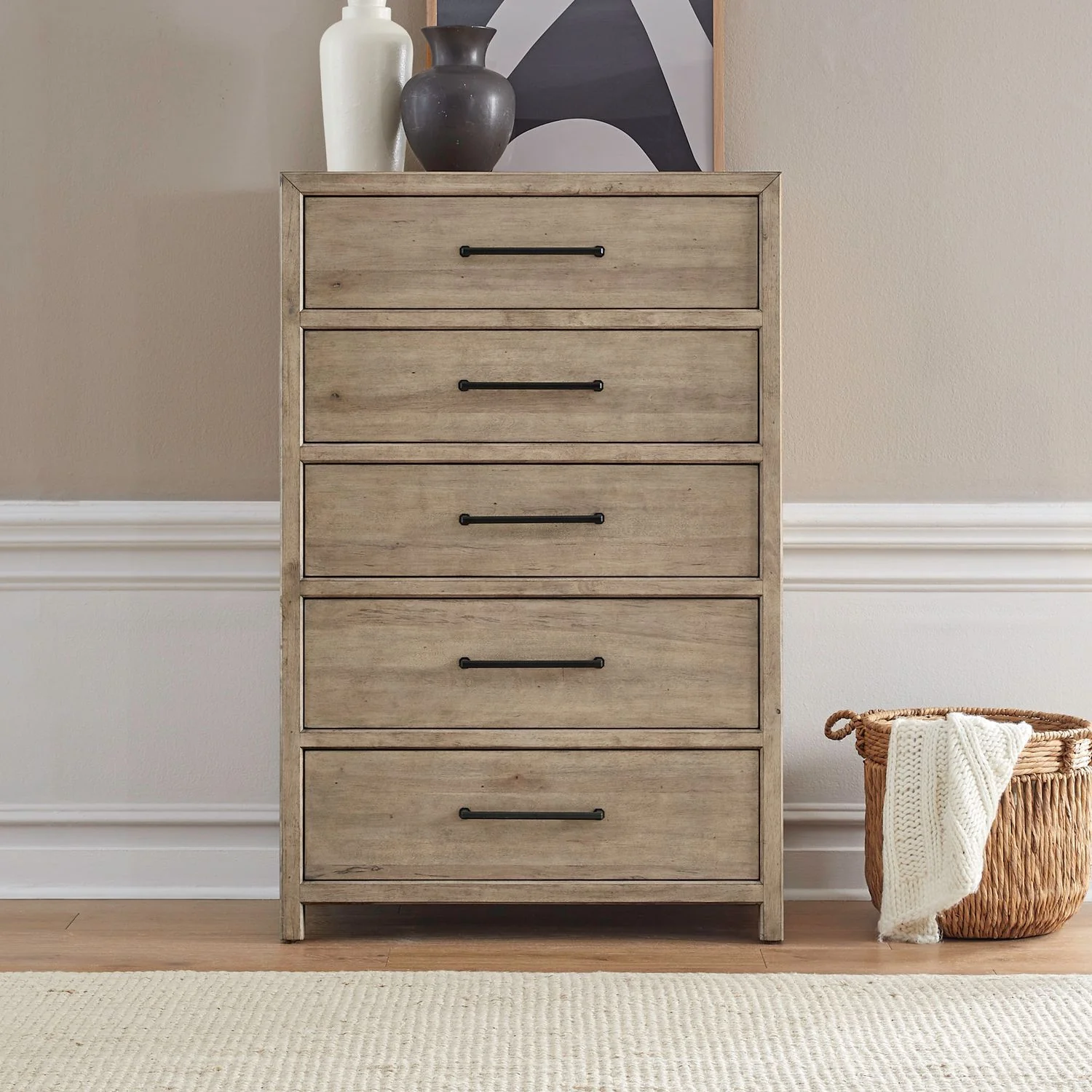 Proximity Place - 5 Drawer Chest - Barley Buff - Image 1