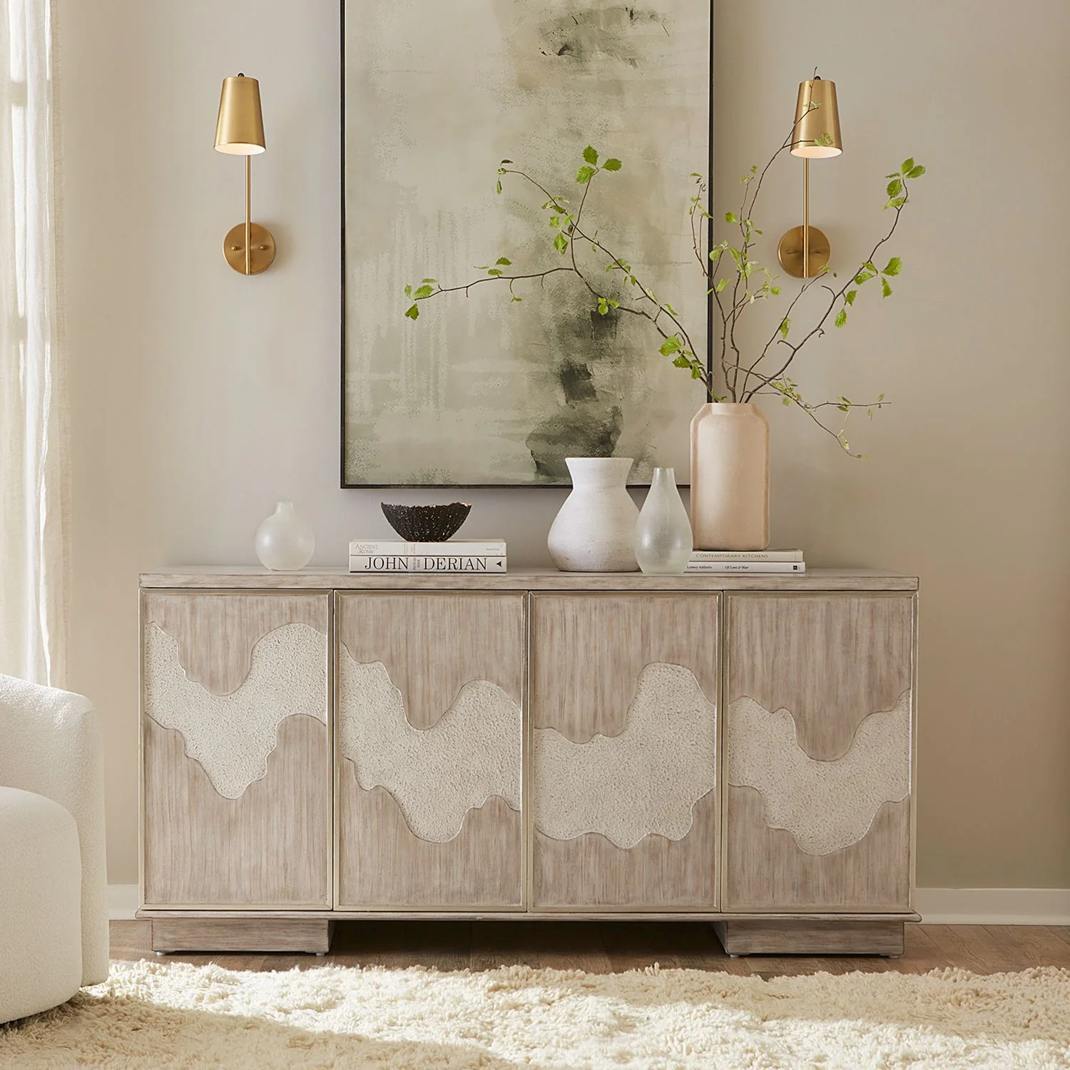 Terrace - 4 Door Accent Cabinet - Gravel - Image 1