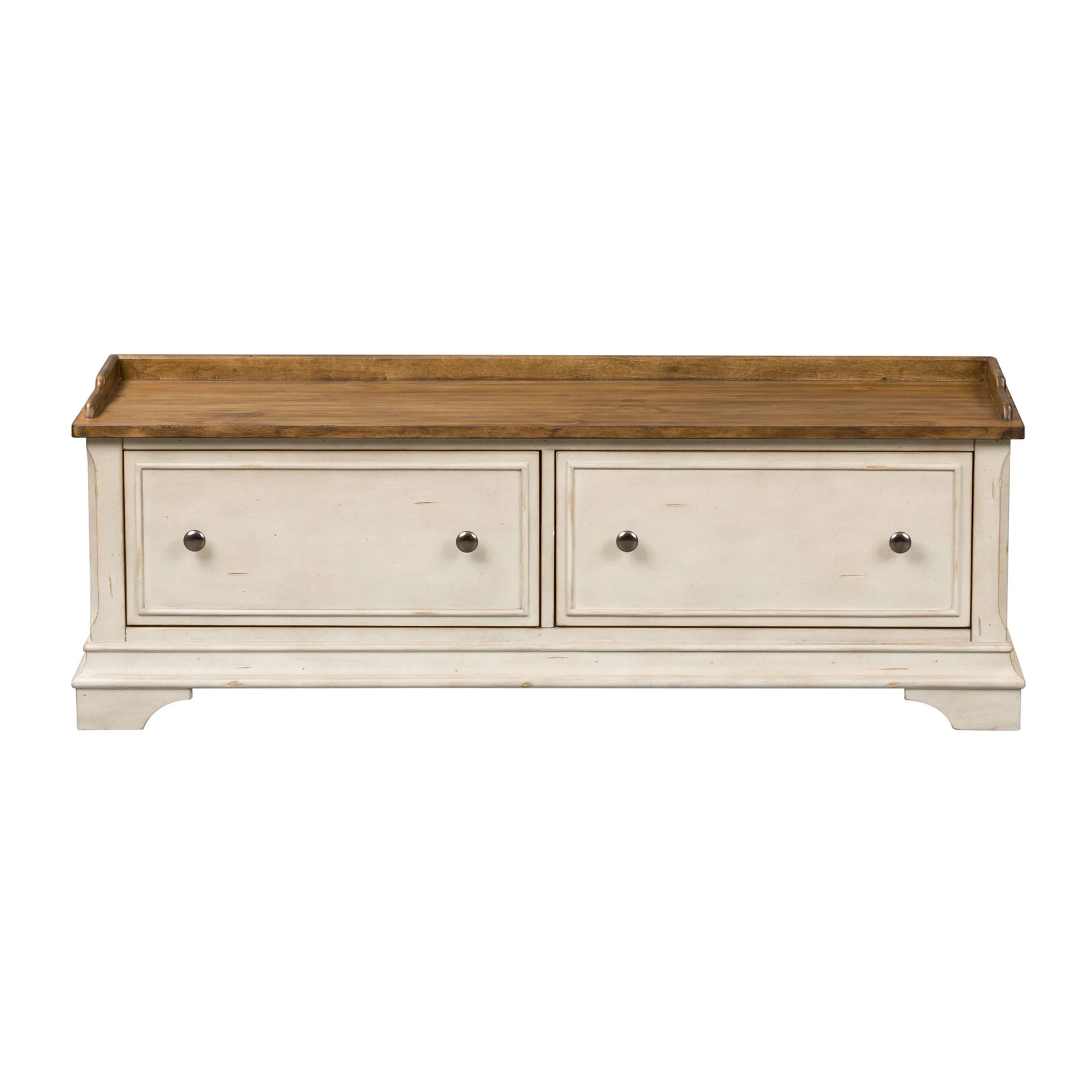 Morgan Creek - Storage Hall Bench - Antique White / Wirebrushed Tobacco Accents - Image 1