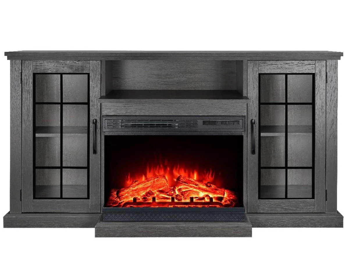 Vitara 59" TV Stand With Fireplace - Charcoal Gray - Image 1