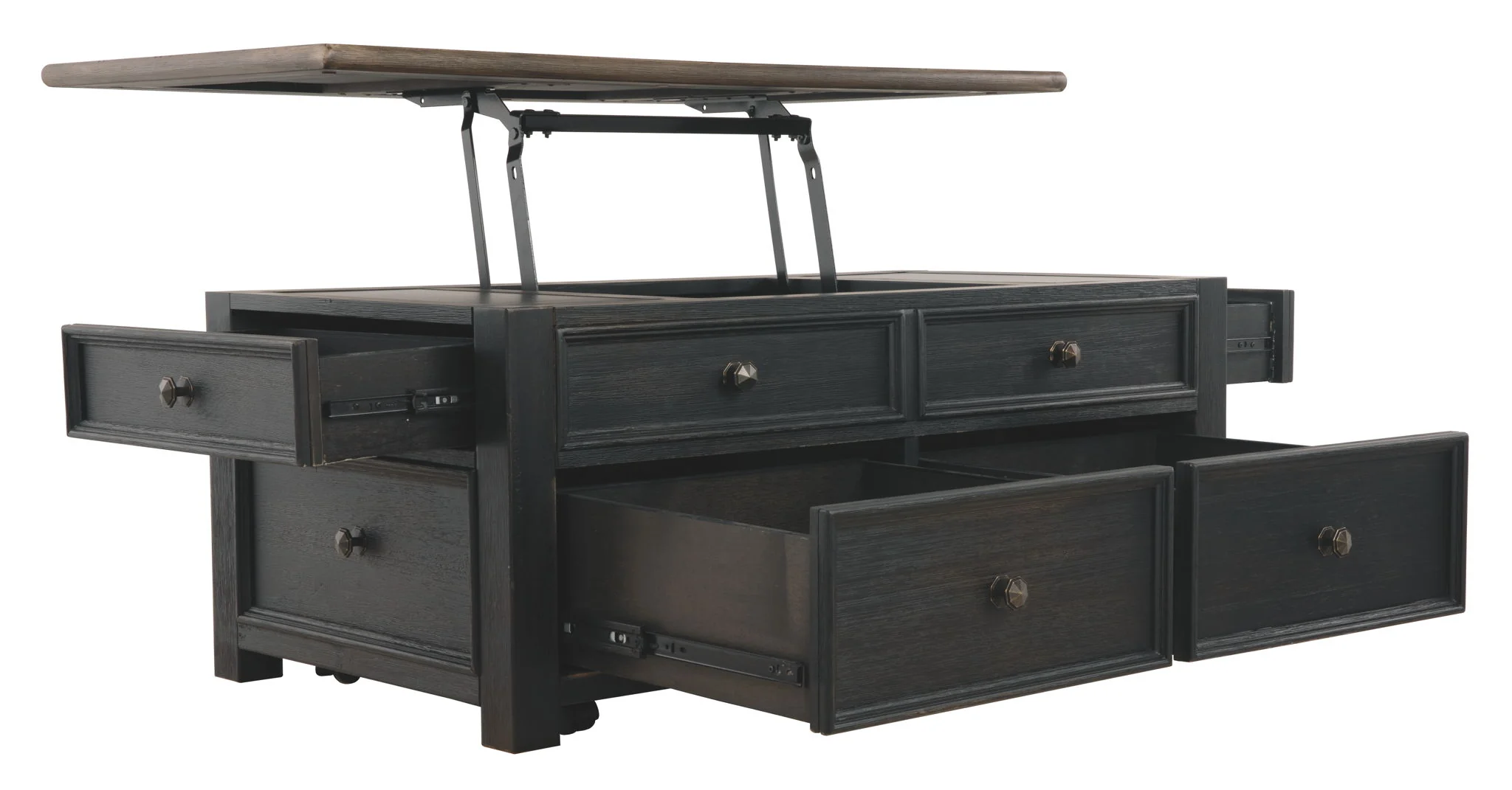 Tyler Creek - Lift Top Cocktail Table - Grayish Brown / Black - Image 2
