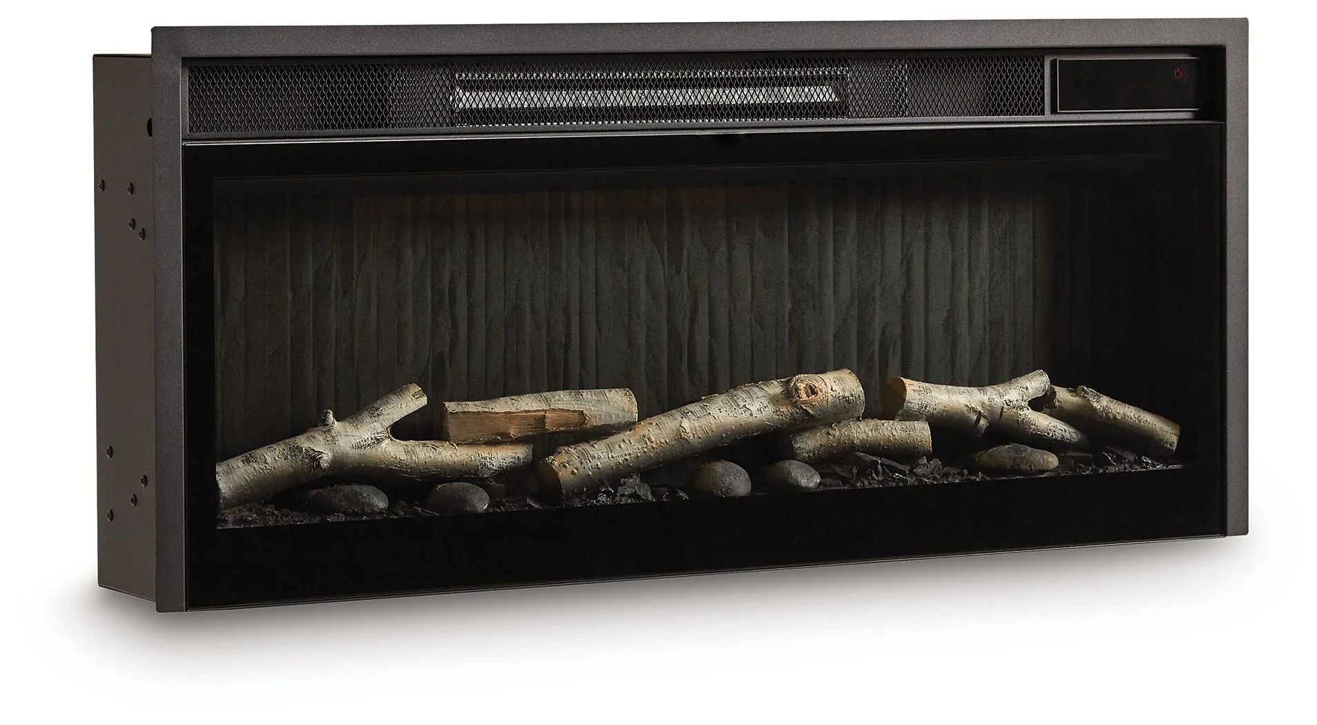 Entertainment Accessories - Fireplace Insert With Faux Birch Log Set - Black - Image 1