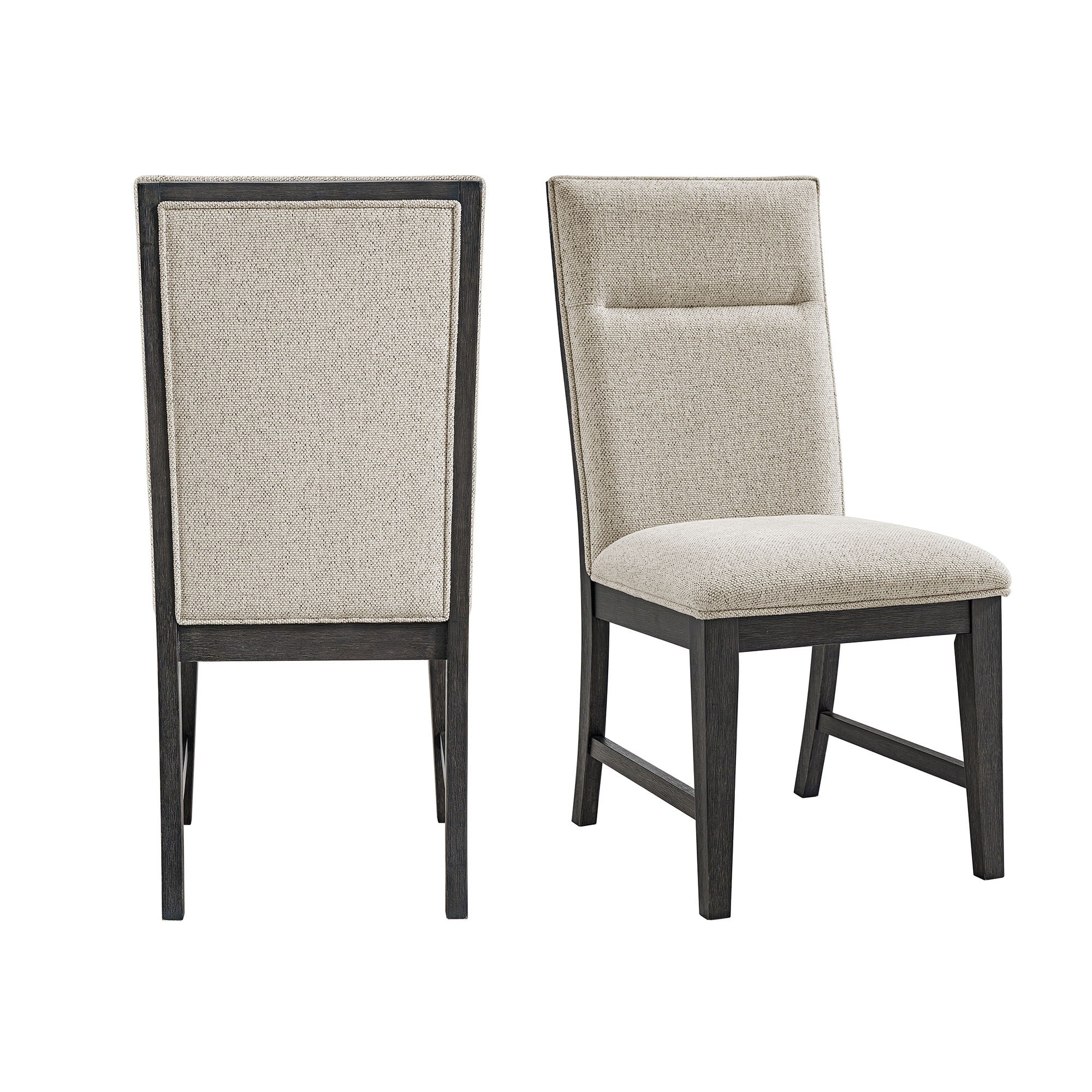 Axel – Fabric Dining Chair (Set of 2) – Light Gray / Espresso