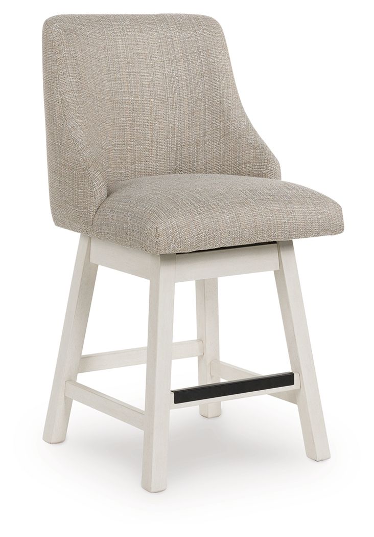 Robbinsdale - Upholstered Swivel Curved Back Barstool (Set of 2) - Antique White - Image 1