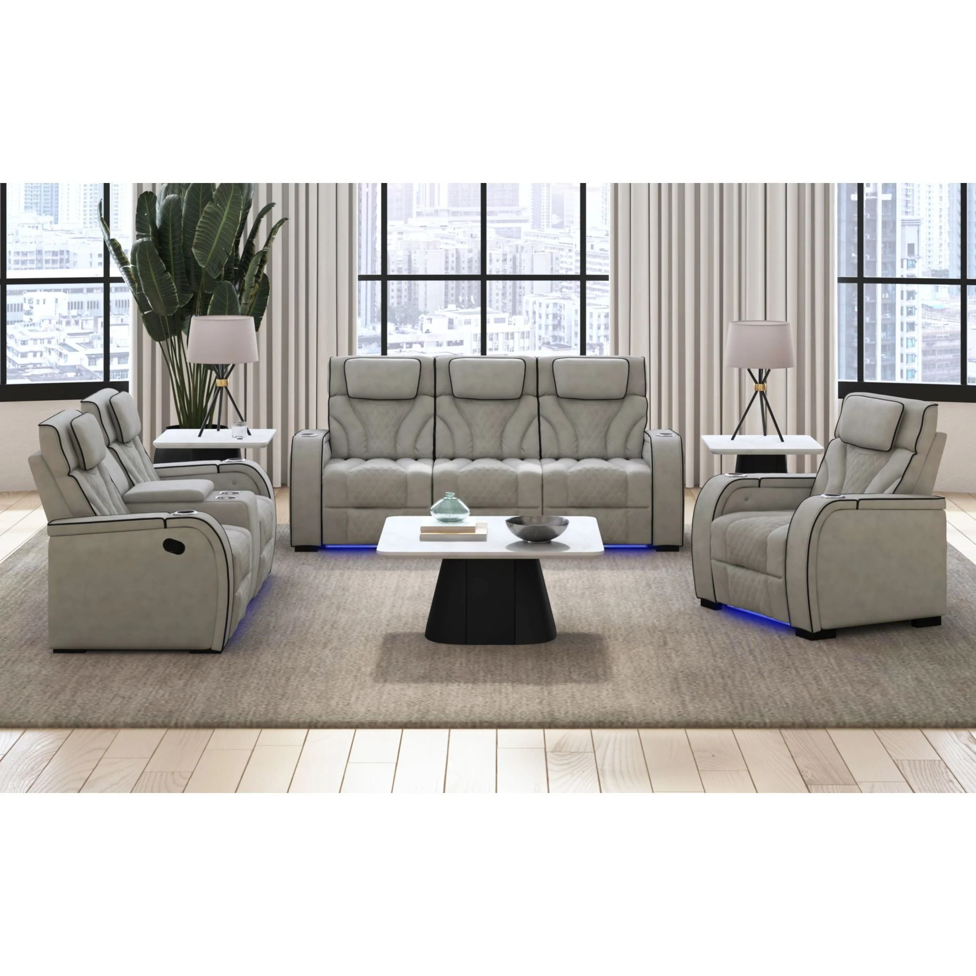 Blitz - Motion Loveseat With Console, And LED - Image 3