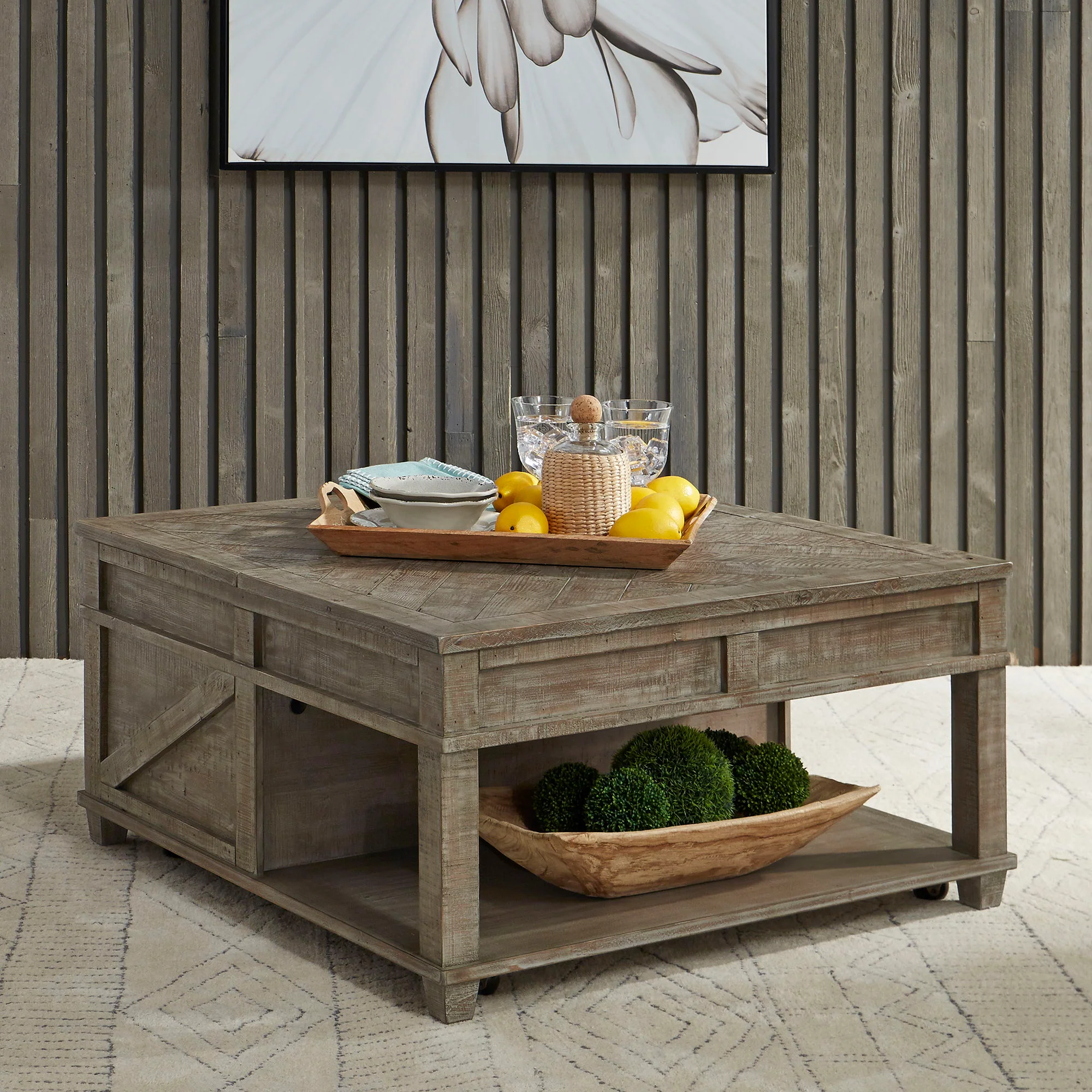 Parkland Falls - Square Lift Top Cocktail Table - Weathered Taupe - Image 2