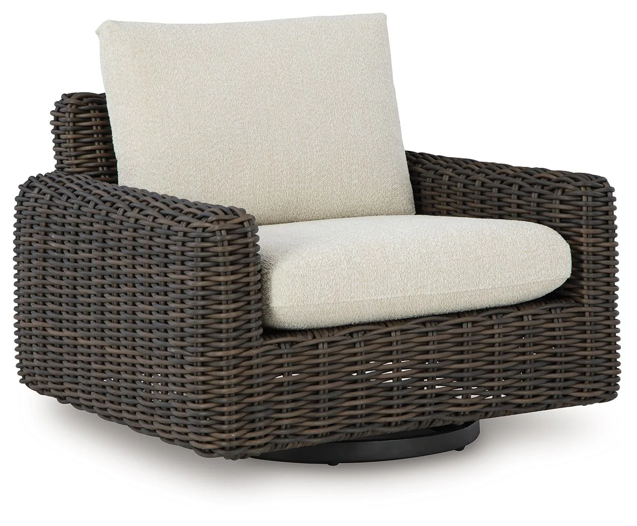 Kimora – Swivel Glider Lounge With Cushion – Beige / Dark Brown