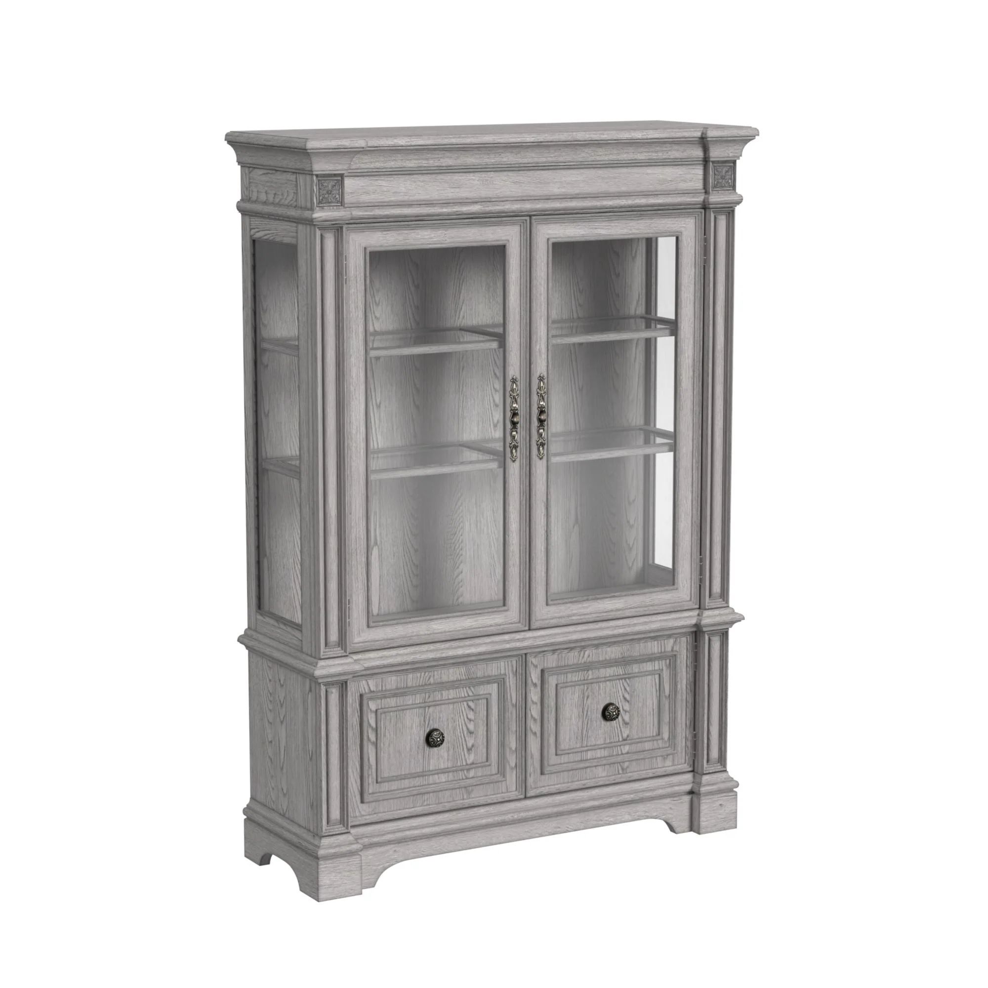 Glenmore - Curio Top With 2 LED Lights - Aged Gray - Image 1