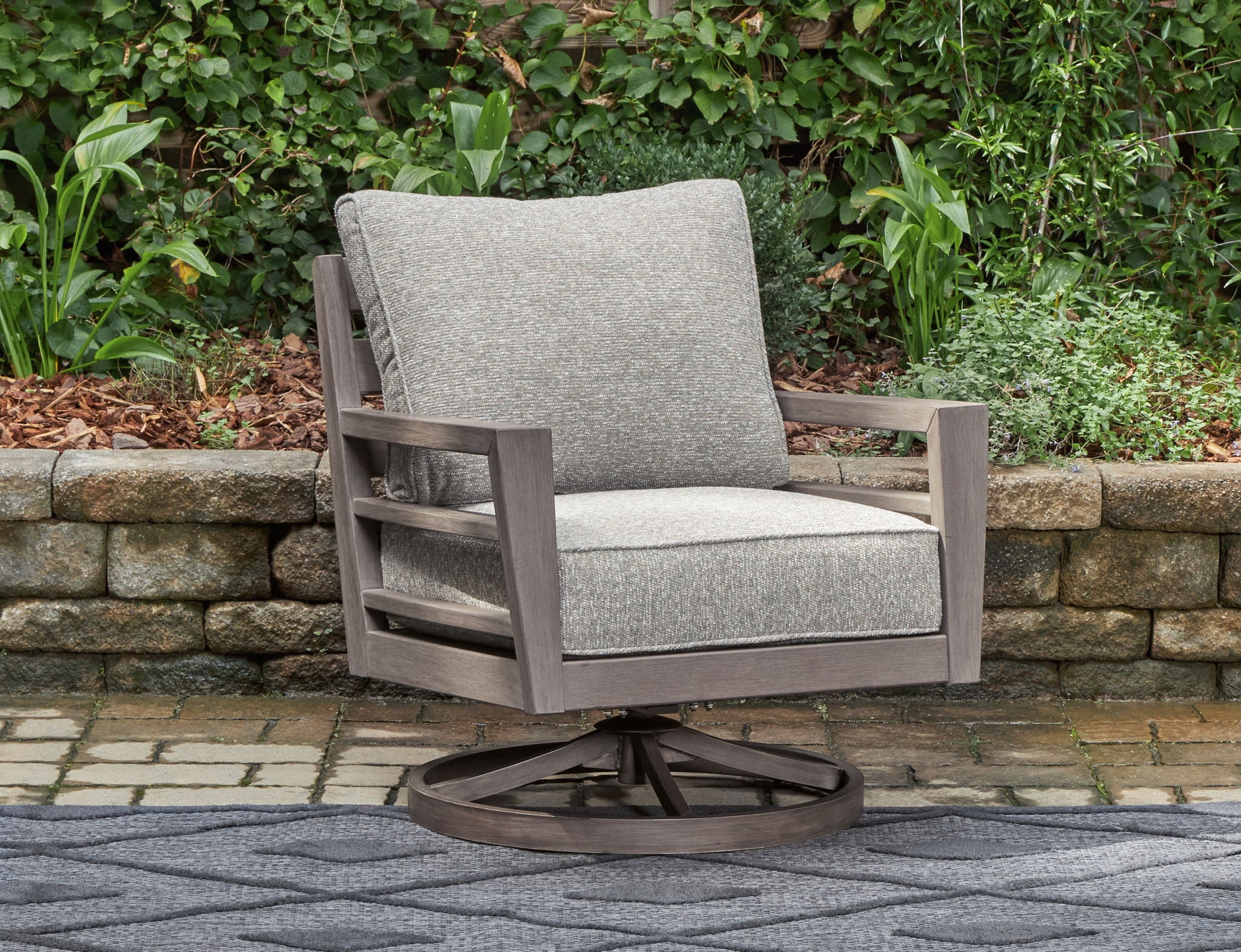 Hillside Barn - Swivel Lounge W/ Cushion - Gray / Brown - Image 2
